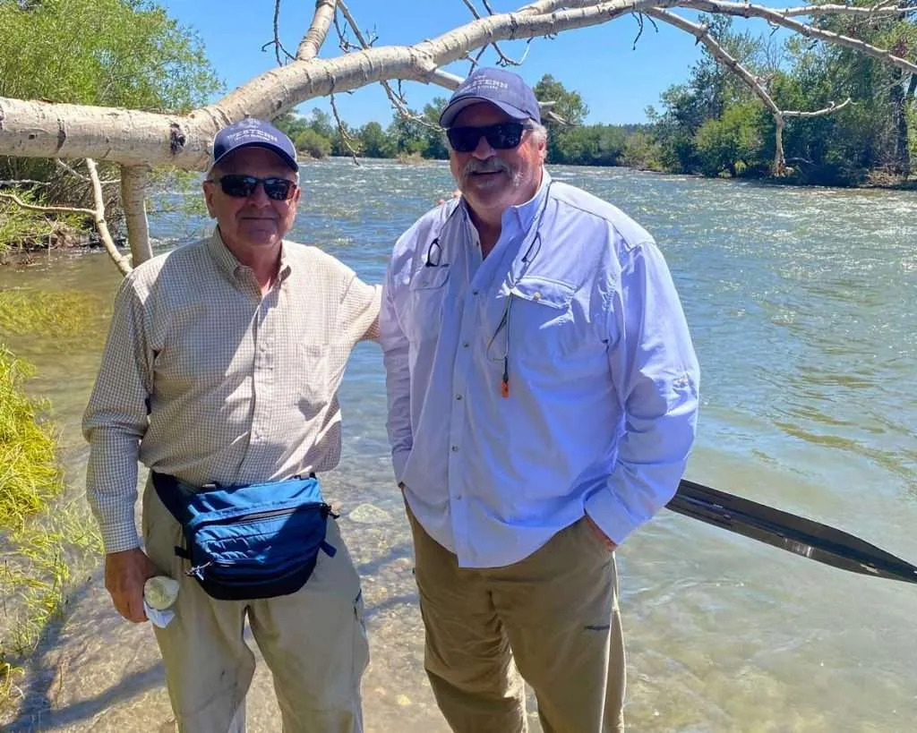 Montana ranch broker Jim Toth on the river with Tom Stover