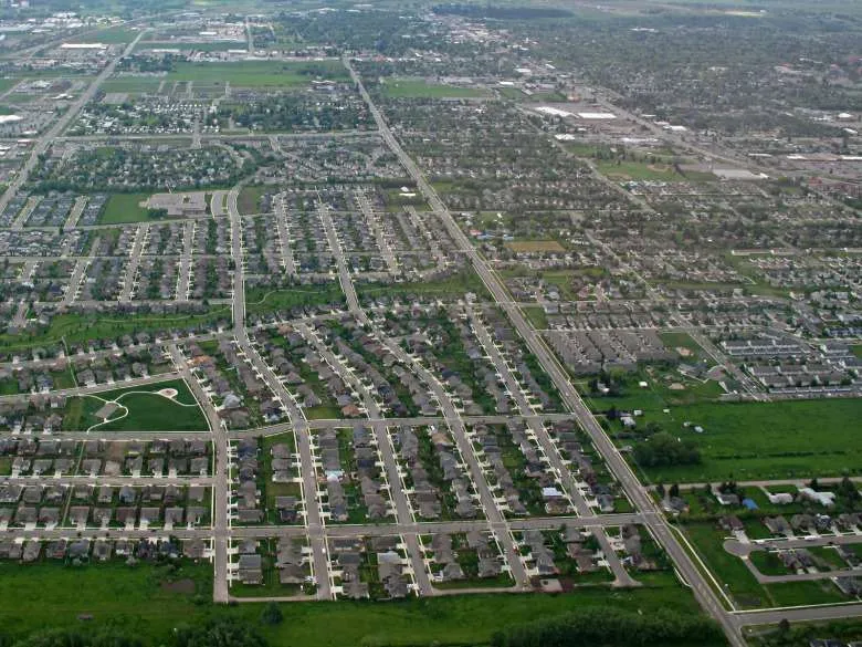 bozeman - Western Ranch Brokers Aerial view of the suburban sprawl in Bozeman Montana