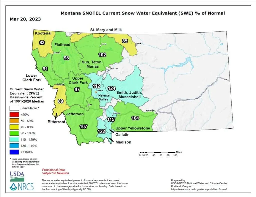 Montana SNOTEL Current Snow Water Equivalent - Western Ranch Brokers Montana SNOTEL Current Snow Water Equivalent