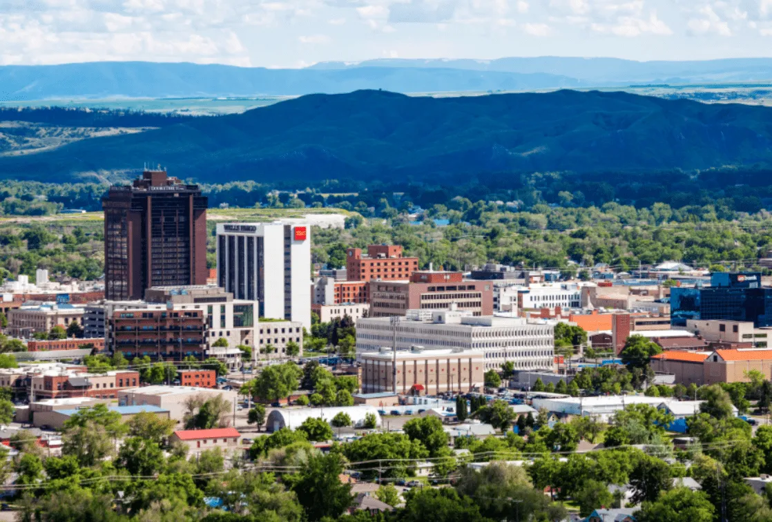 billing_result - Western Ranch Brokers Highrise buildings in downtown Billings Montana with mountains in the background