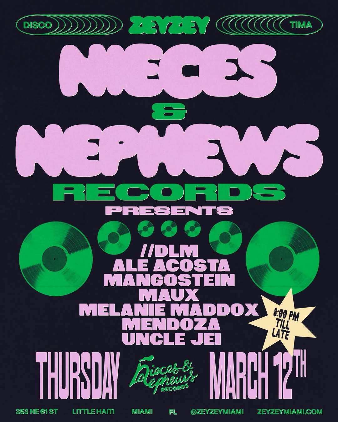 Flyer for DLM// + Ale Acosta + Maux +