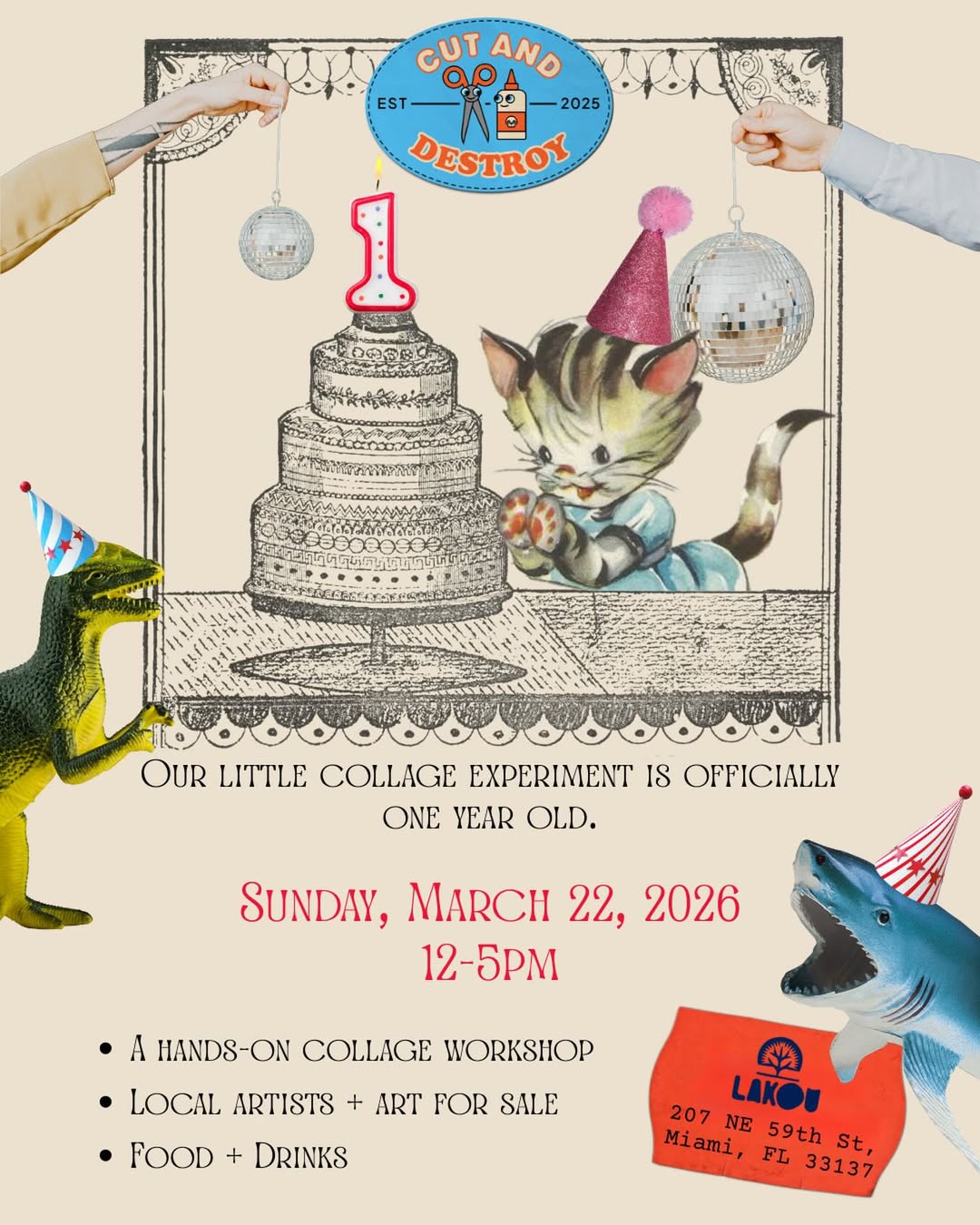 Flyer for Cut and Destroy 1 Year Anniversary