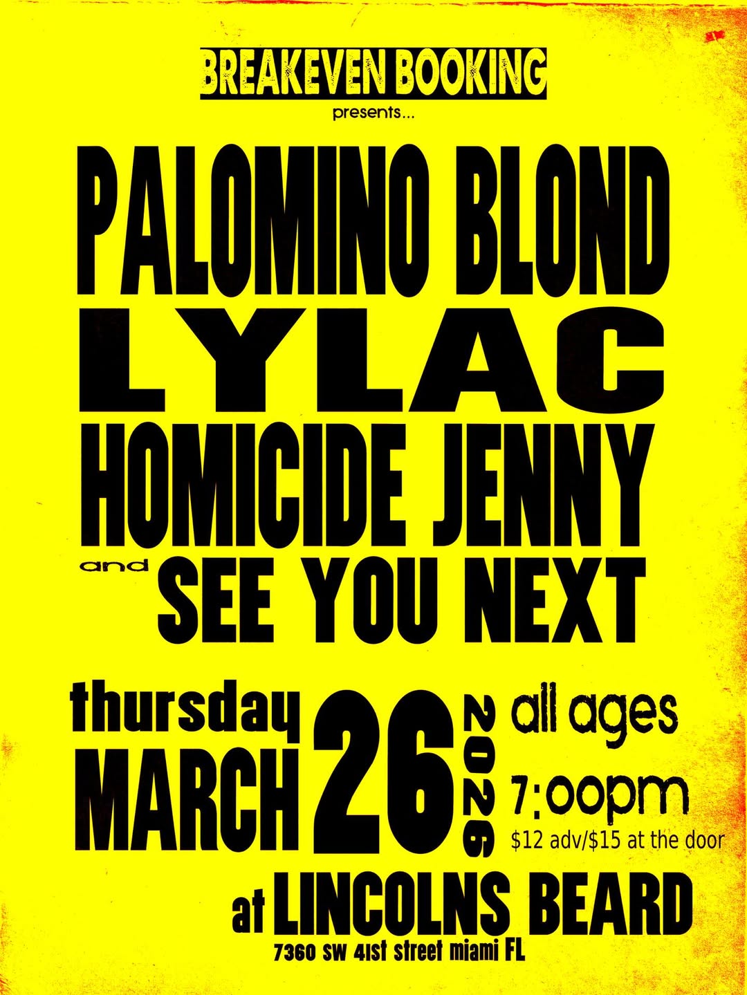 Flyer for Palomino Blond + Lylac +