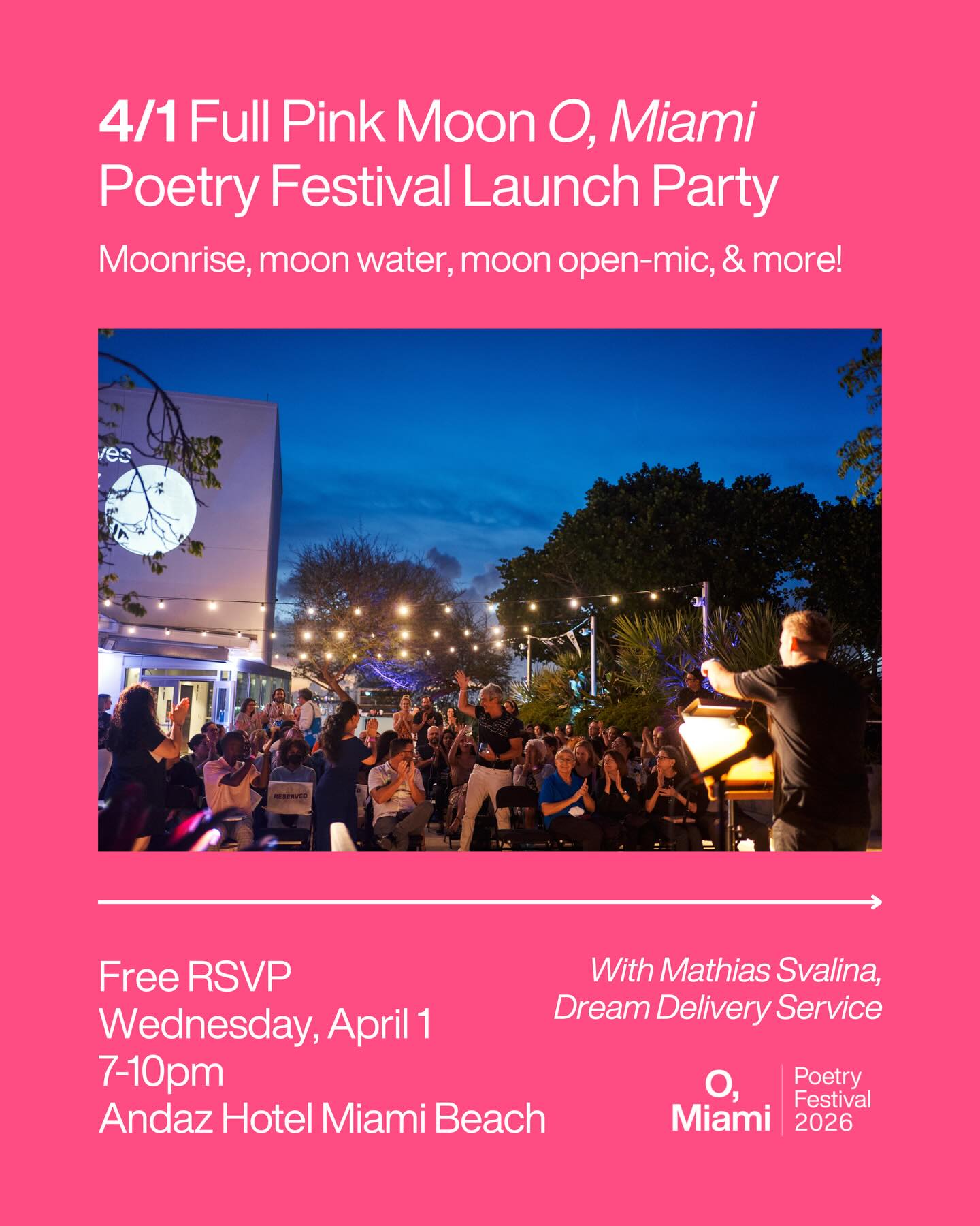 Flyer for Full Pink Moon: Launch Party