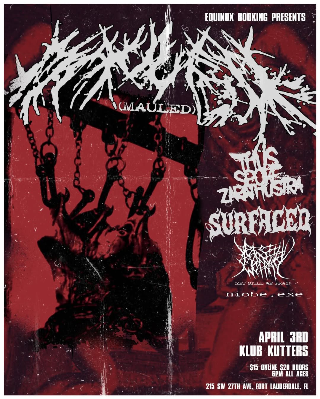 Flyer for Mauled + Thus Spoke Zarathustra +