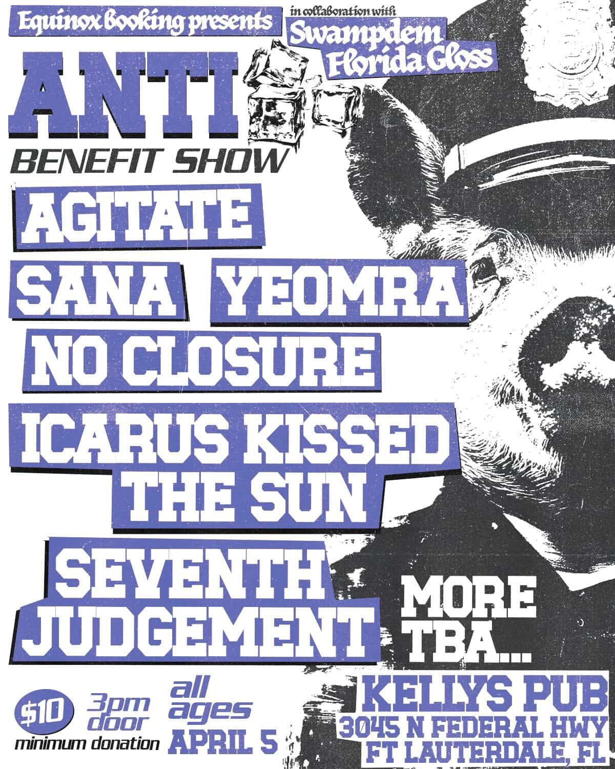 Flyer for Anti-Ice Benefit Show: Sana + Agitate +