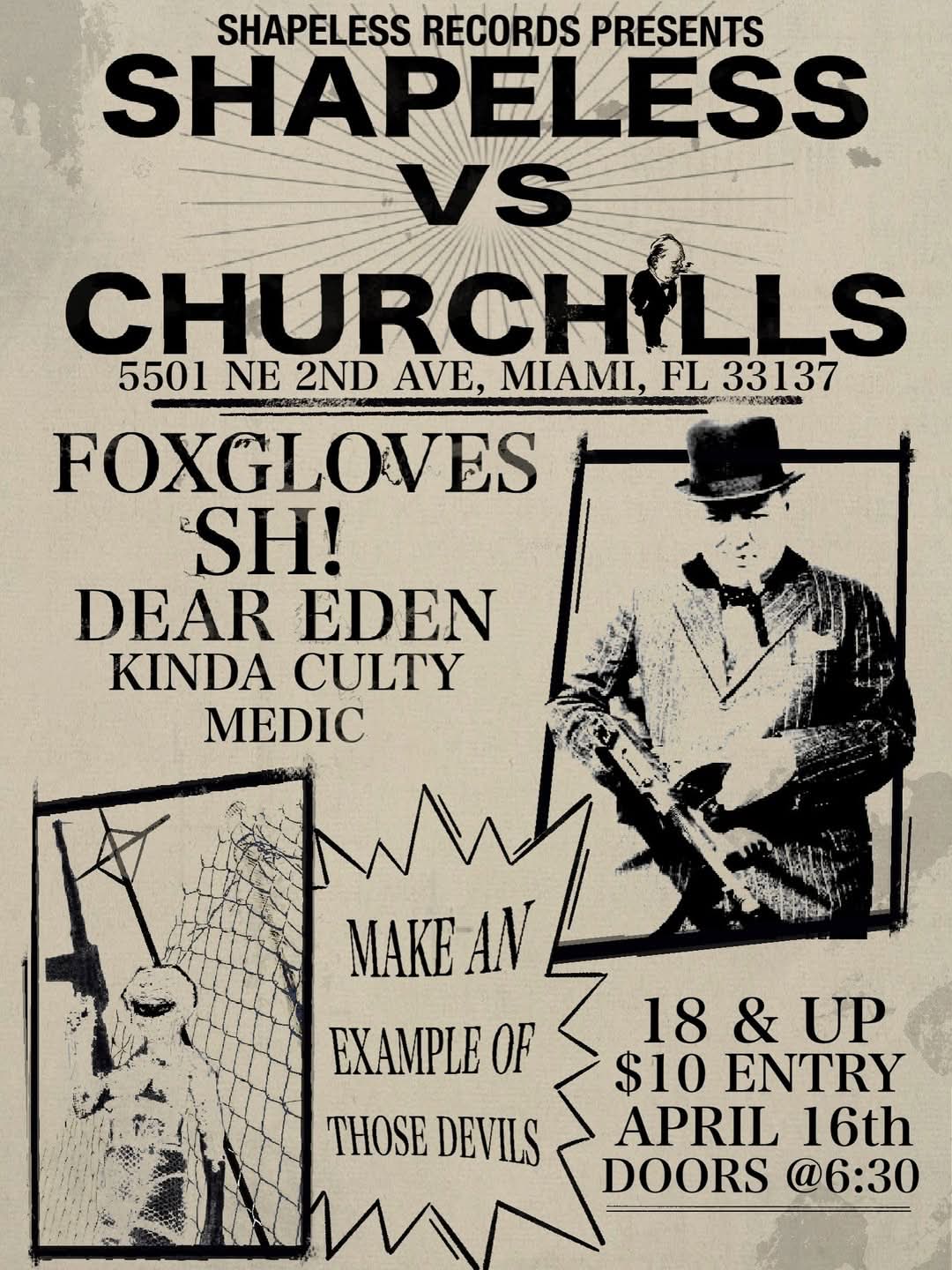 Flyer for Shapeless vs Churchills