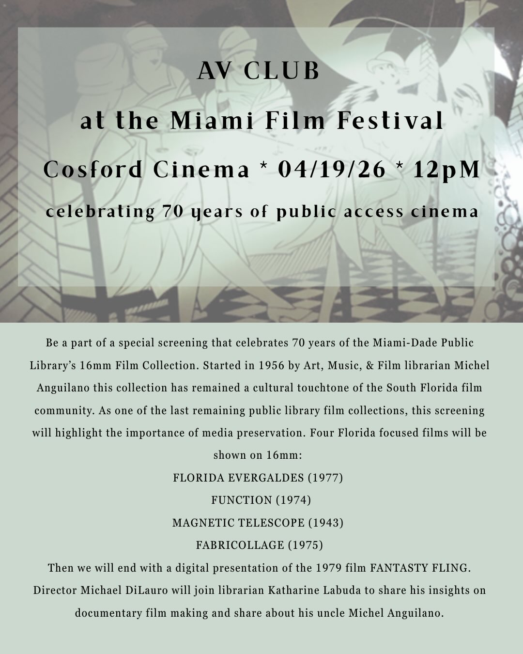 Flyer for MFF: MDPLS' 16mm Short Film Collection