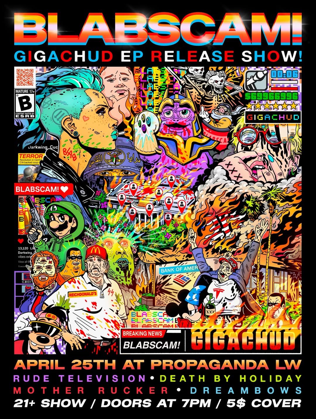 Flyer for Blabscam! Gigachud EP Release Show