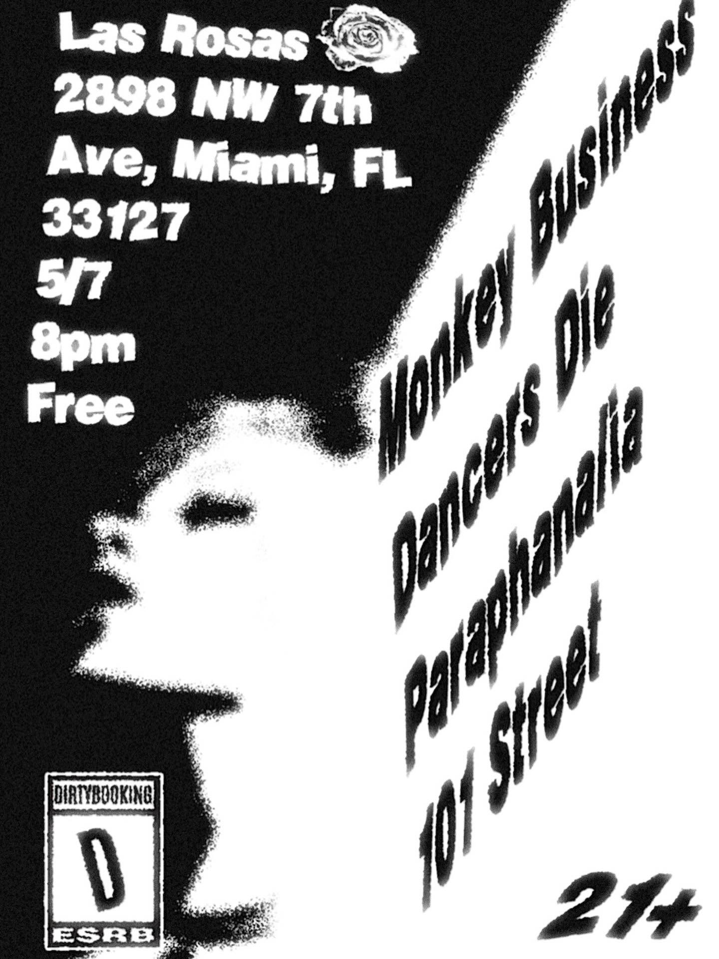 Flyer for Monkey Business + Dancers Die +