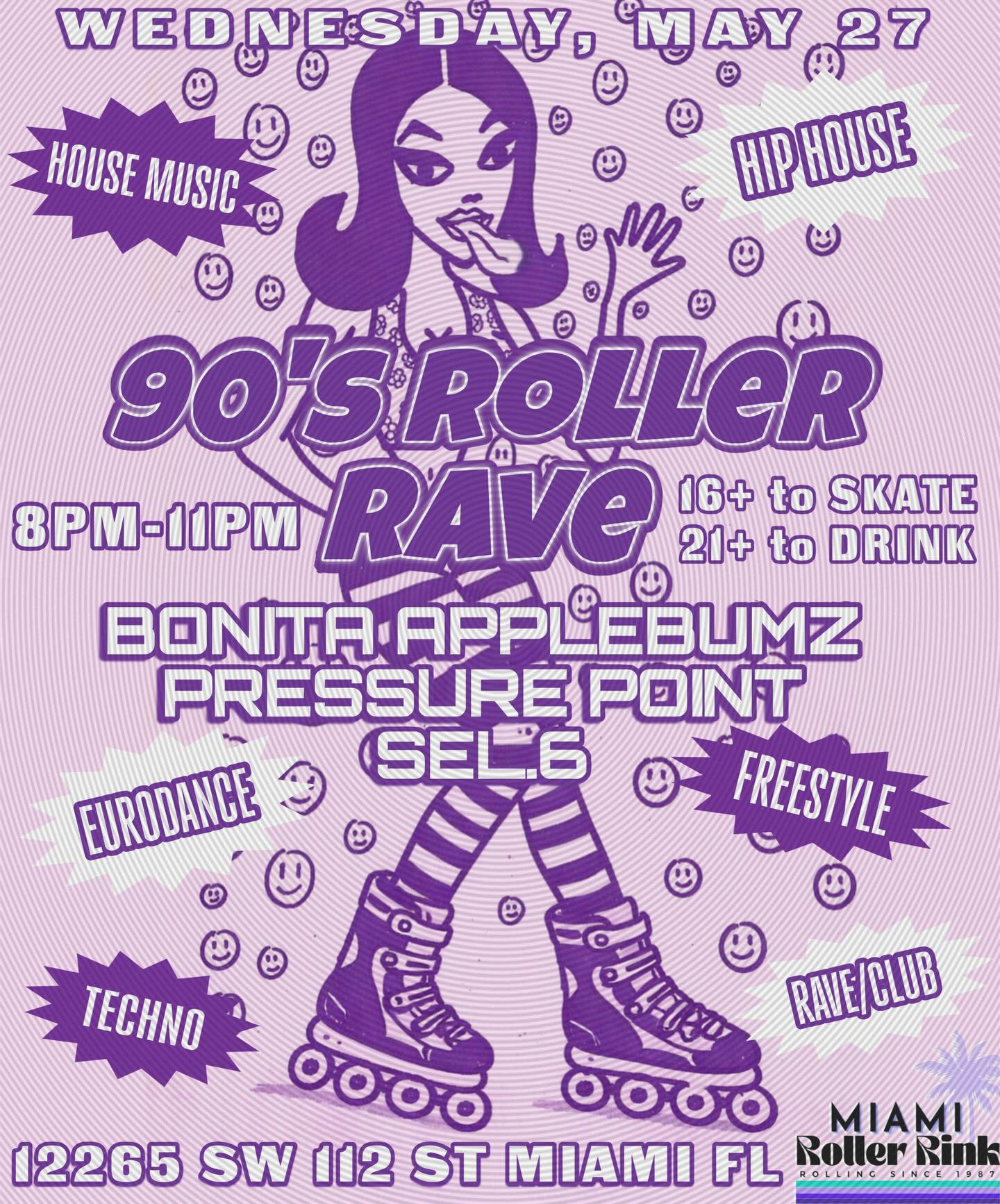 Flyer for 90's Roller Rave