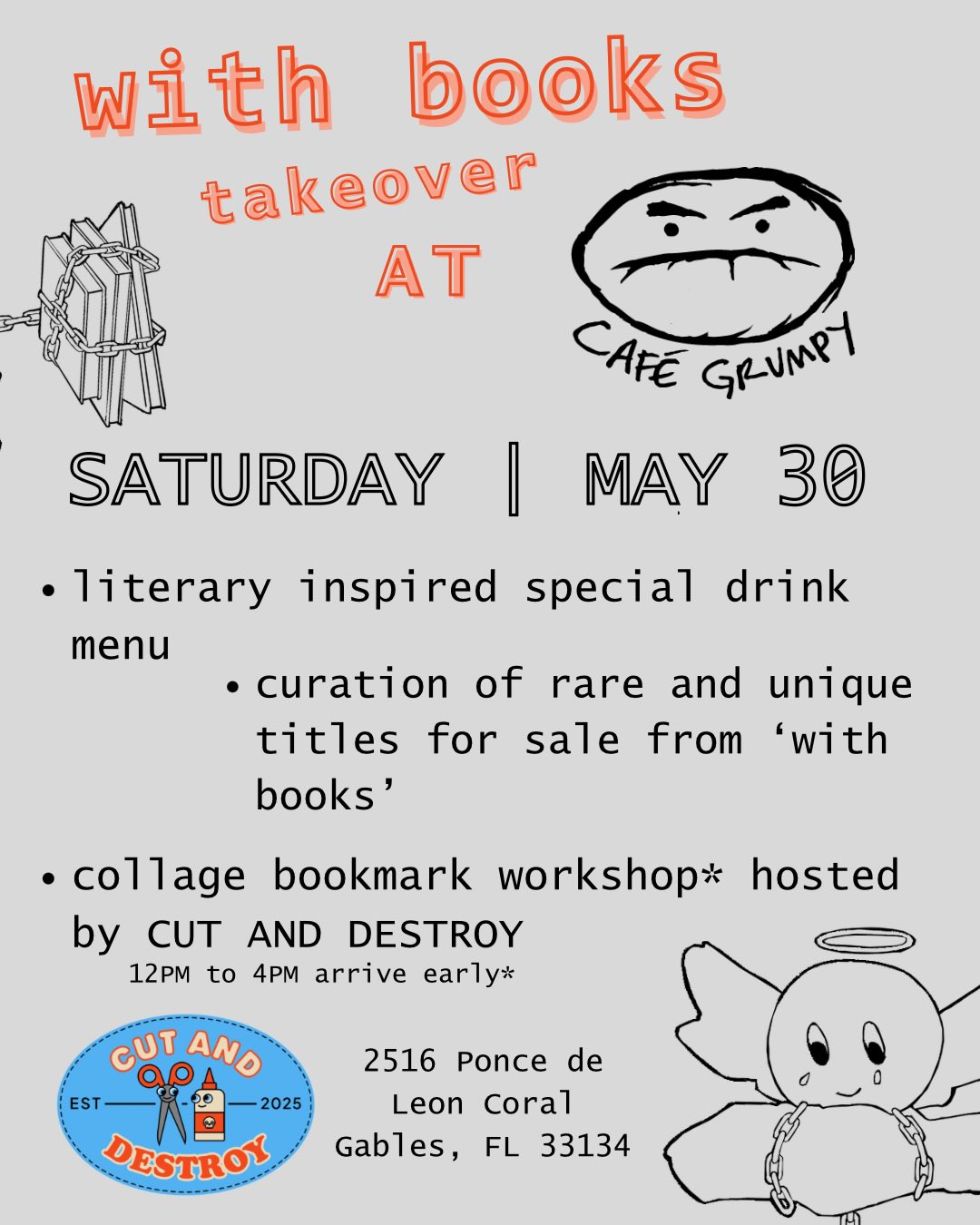 Flyer for with books takeover