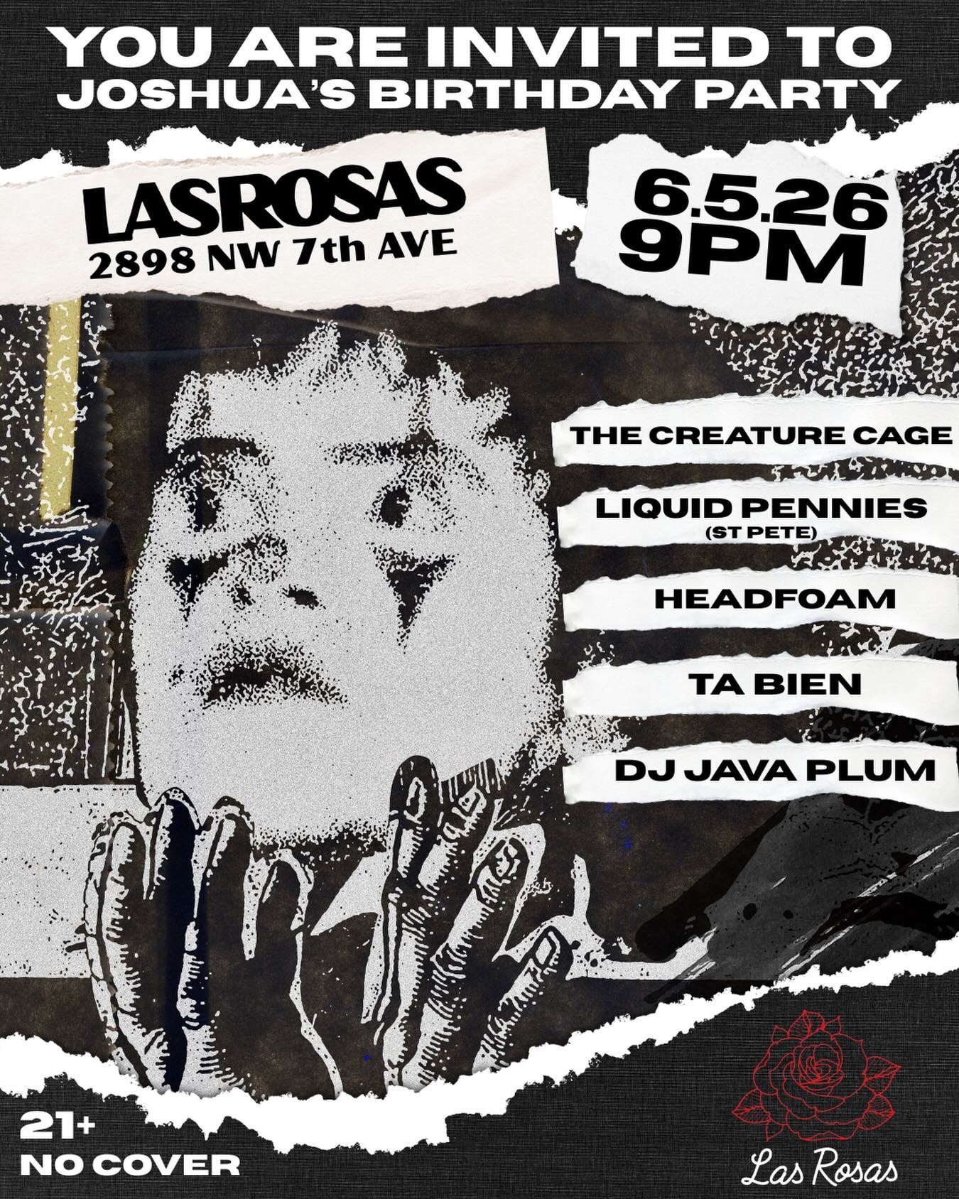Flyer for The Creature Cage + Liquid Pennies +