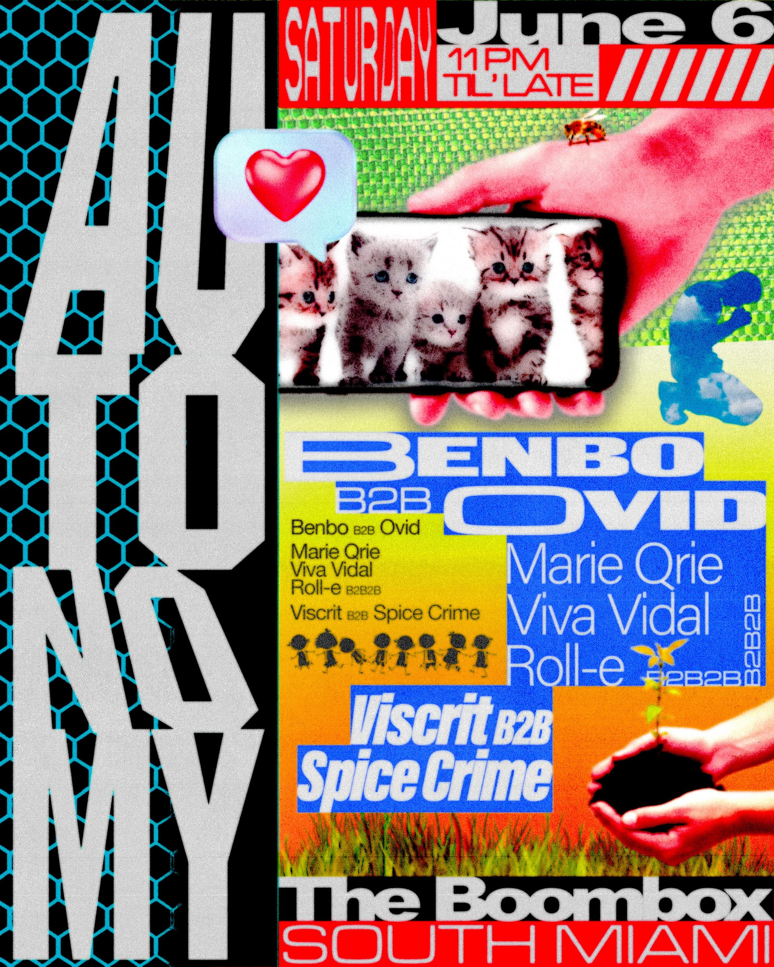 Flyer for Benbo b2b Ovid + Marie Qrie +