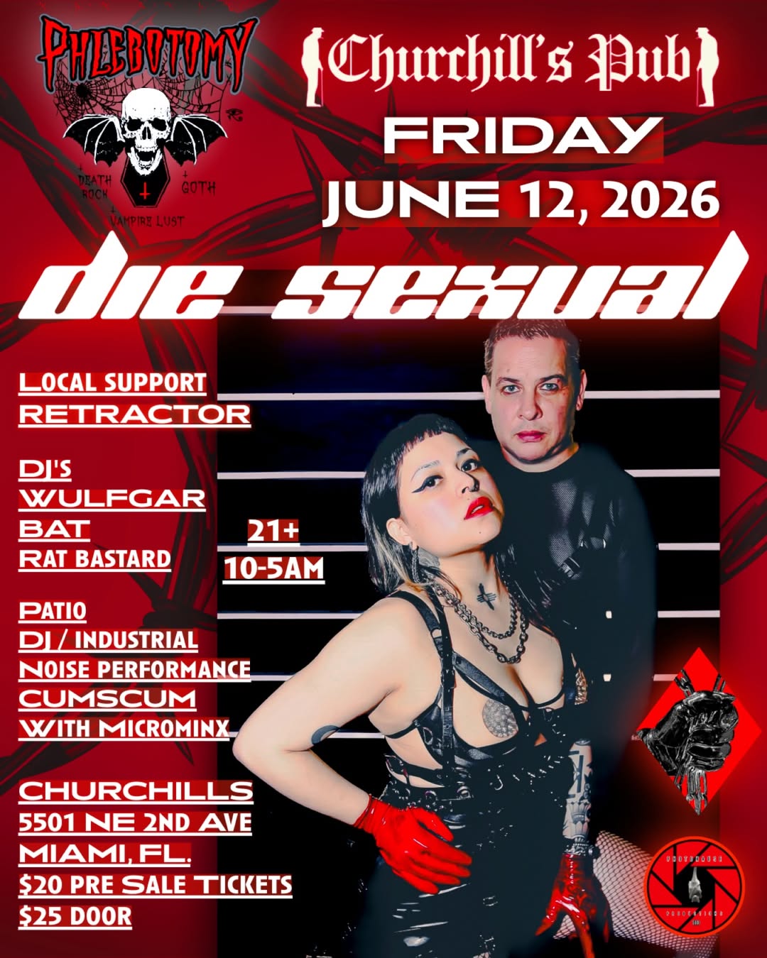 Flyer for Die Sexual + Rat Bastard +