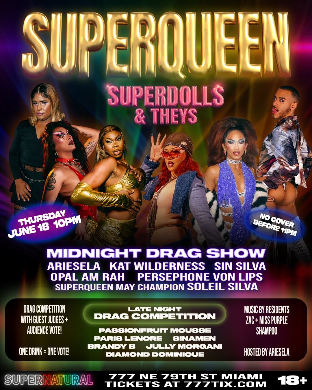 Flyer for SUPERQUEEN: Superdolls & Theys
