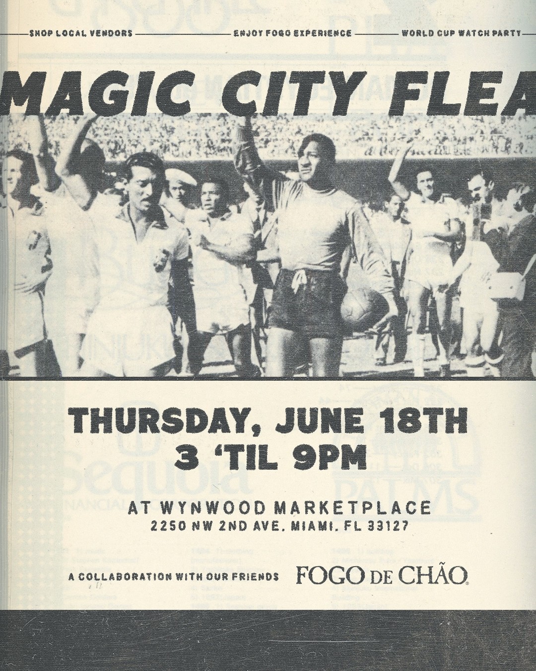 Flyer for Magic City Flea: FIFA Watch Party
