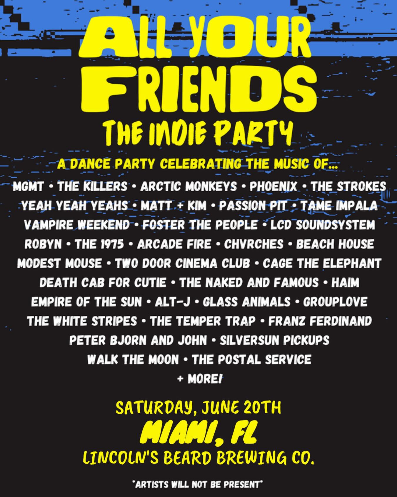 Flyer for All Your Friends: Indie Party