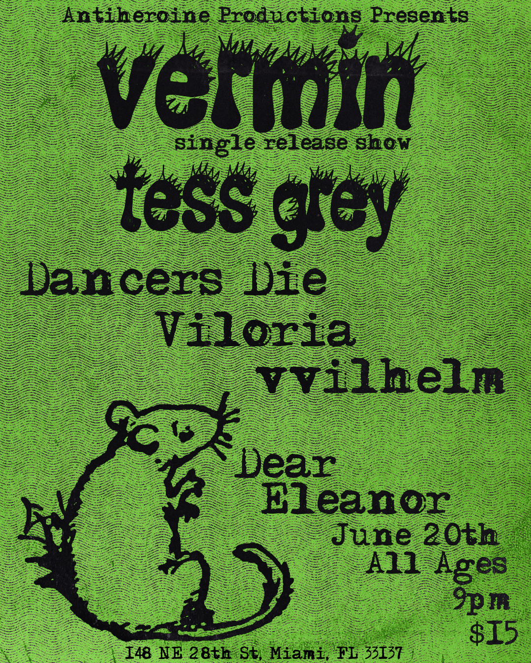 Flyer for Vermin: Single Release Show
