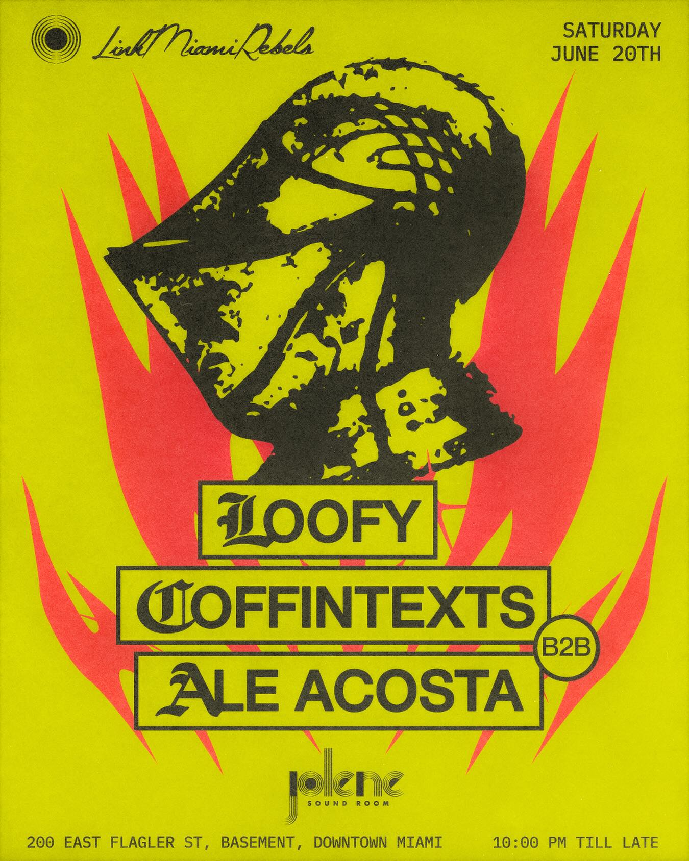 Flyer for Loofy + Coffintexts b2b Ale Acosta +