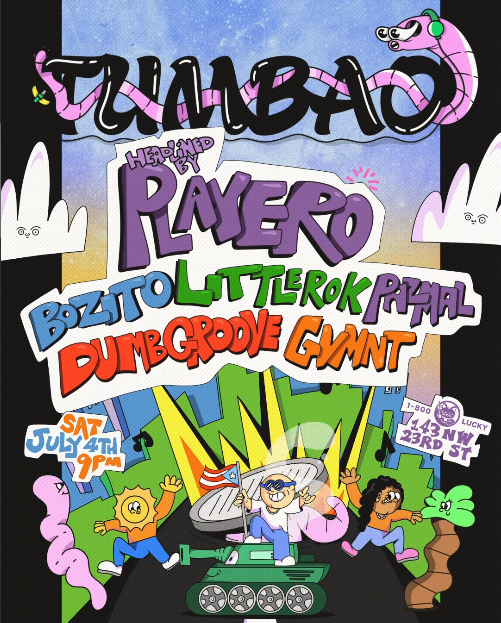 Flyer for Playero + Bozito + Dumb Groove +