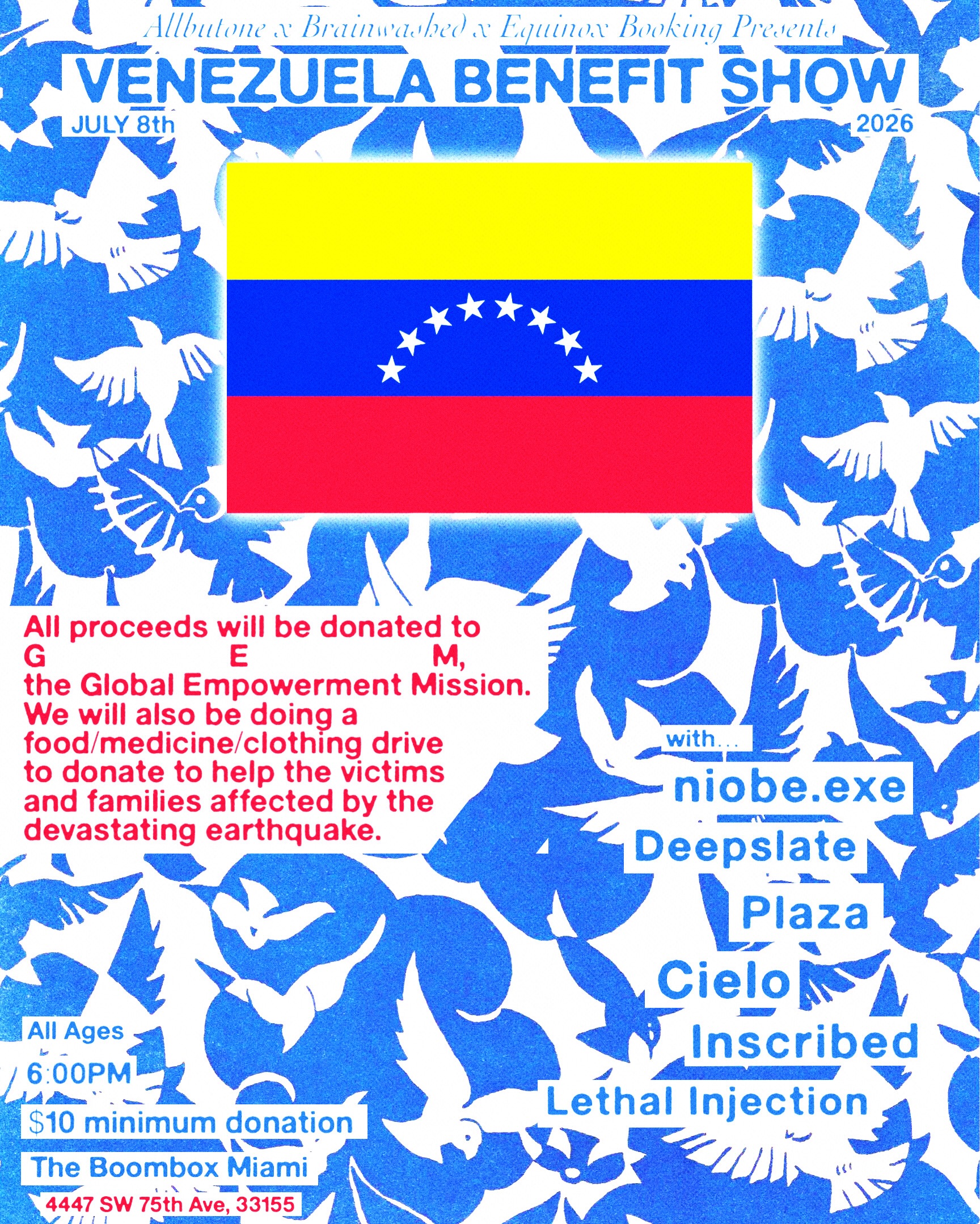 Flyer for VENEZUELA BENEFIT SHOW
