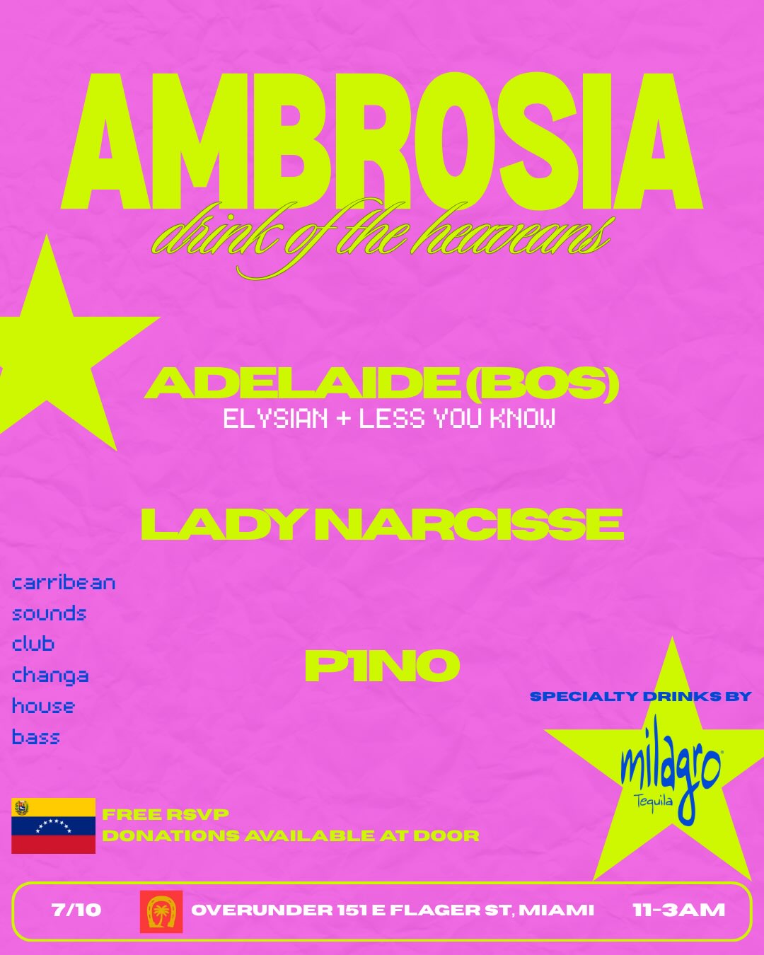 Flyer for AMBROSIA: Drink of the Heavens