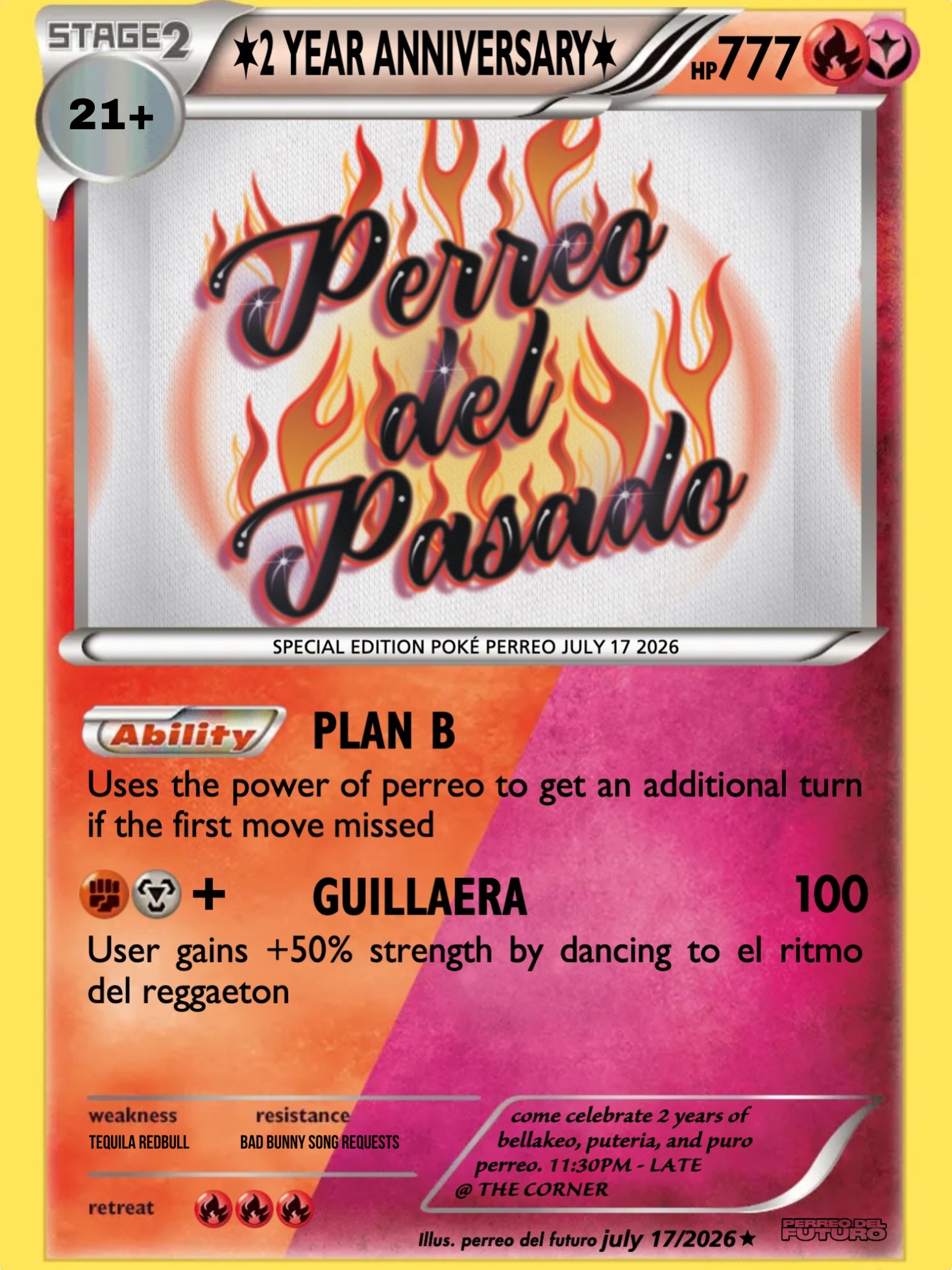 Flyer for POKÉPERREO: Perreo del Pasado 2 Year Anniversary