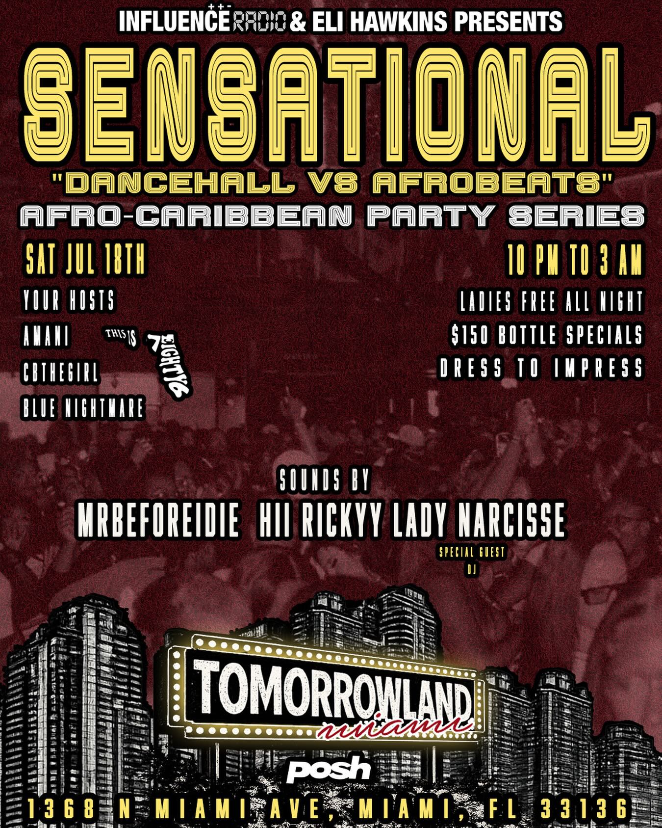 Flyer for SENSATIONAL: Dancehall vs Afrobeats