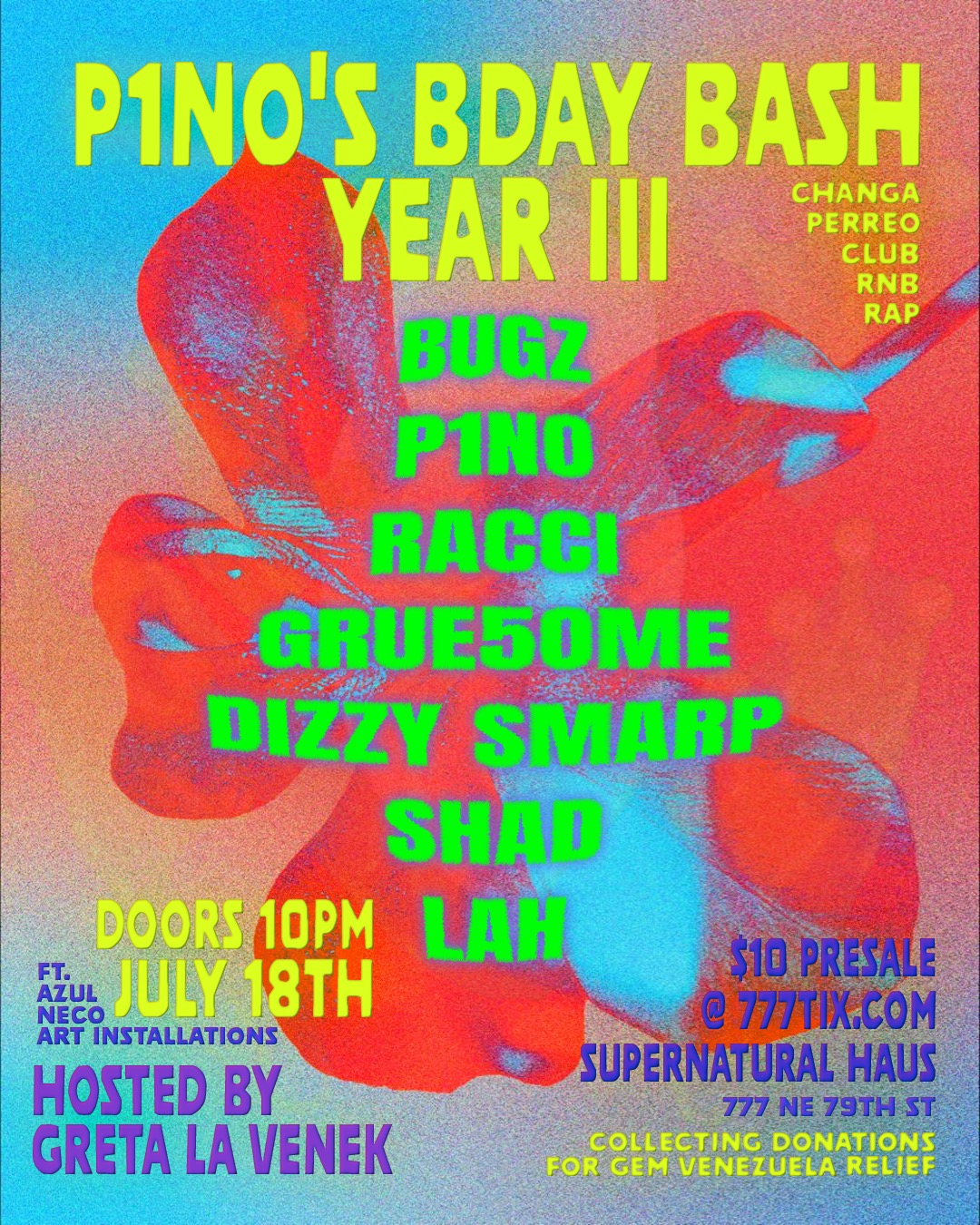 Flyer for P1no’s Bday Bash!