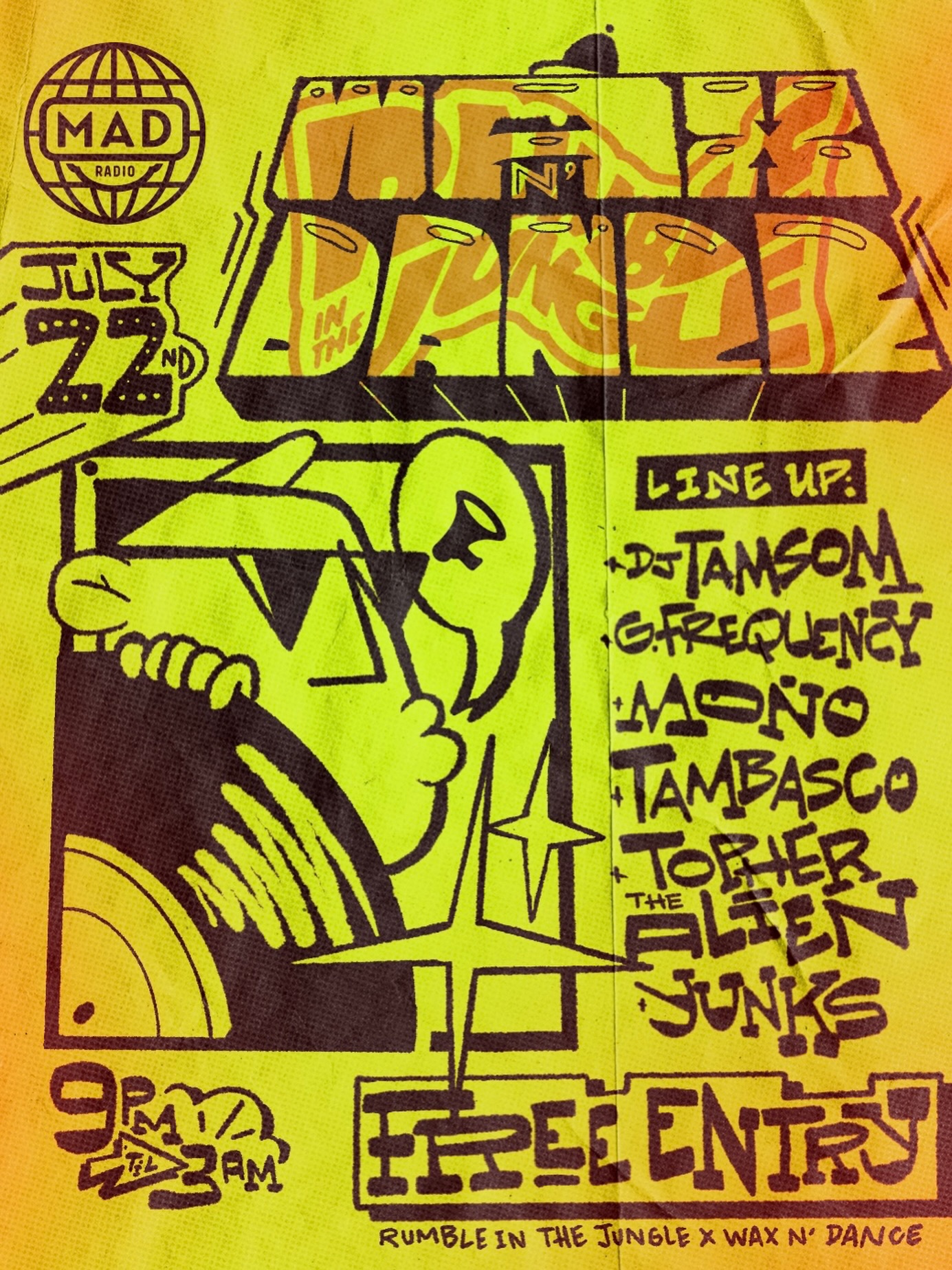 Flyer for DJ Tamsom + G Frequency +