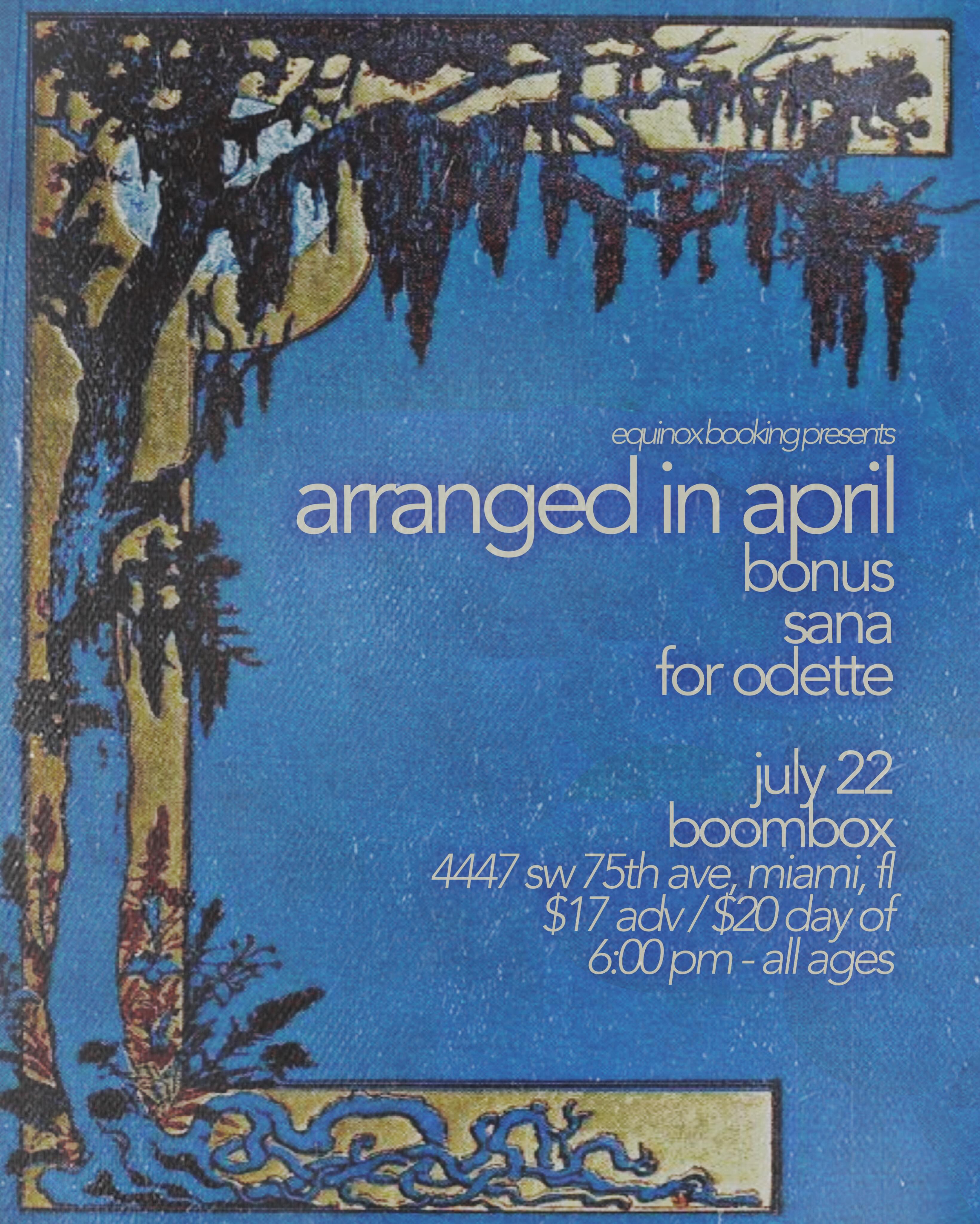 Flyer for Arranged in April + For Odette +