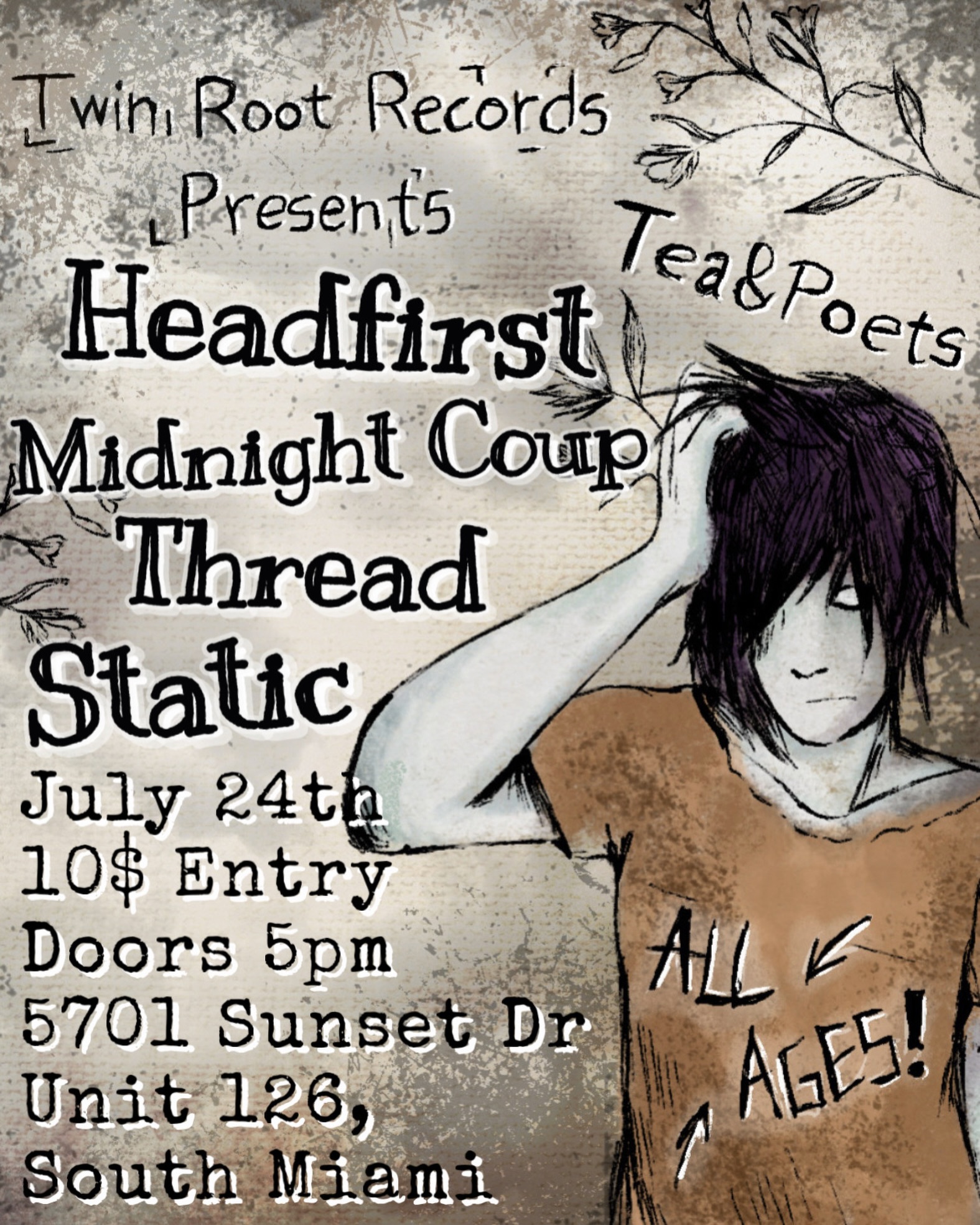 Flyer for Headfirst + Midnight Coup +