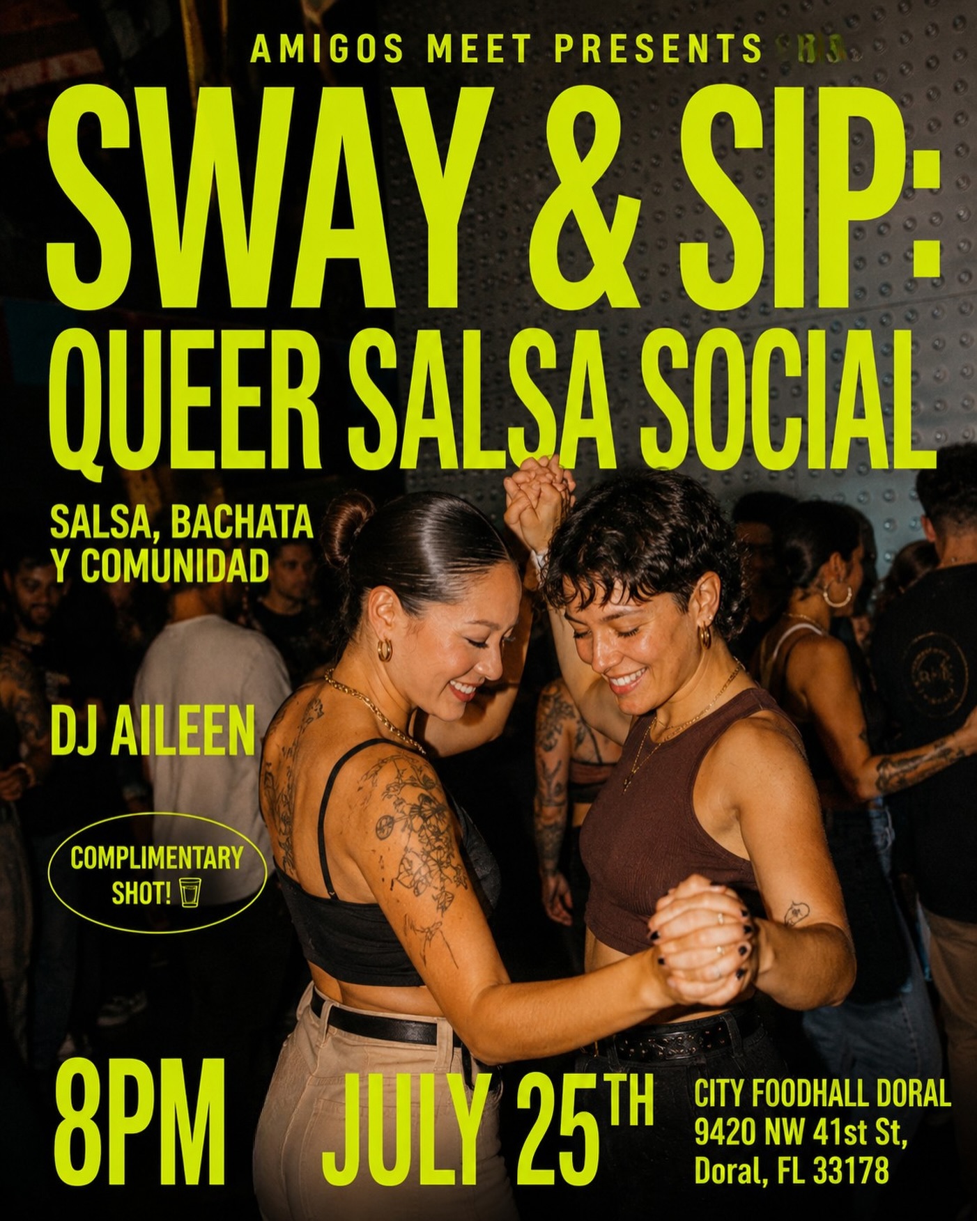 Flyer for Sway & Sip: Queer Salsa Social