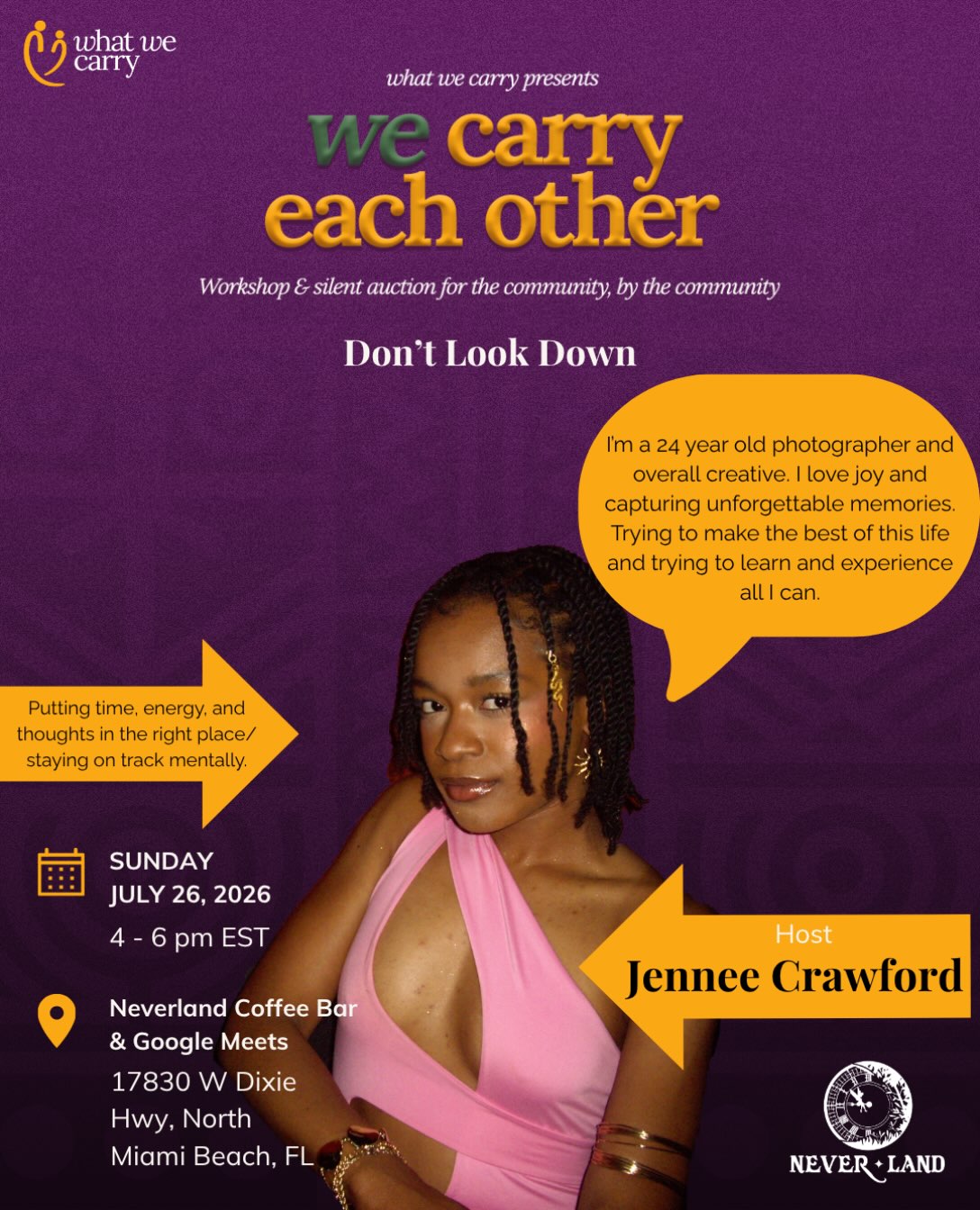 Flyer for we carry each other: Don't Look Down