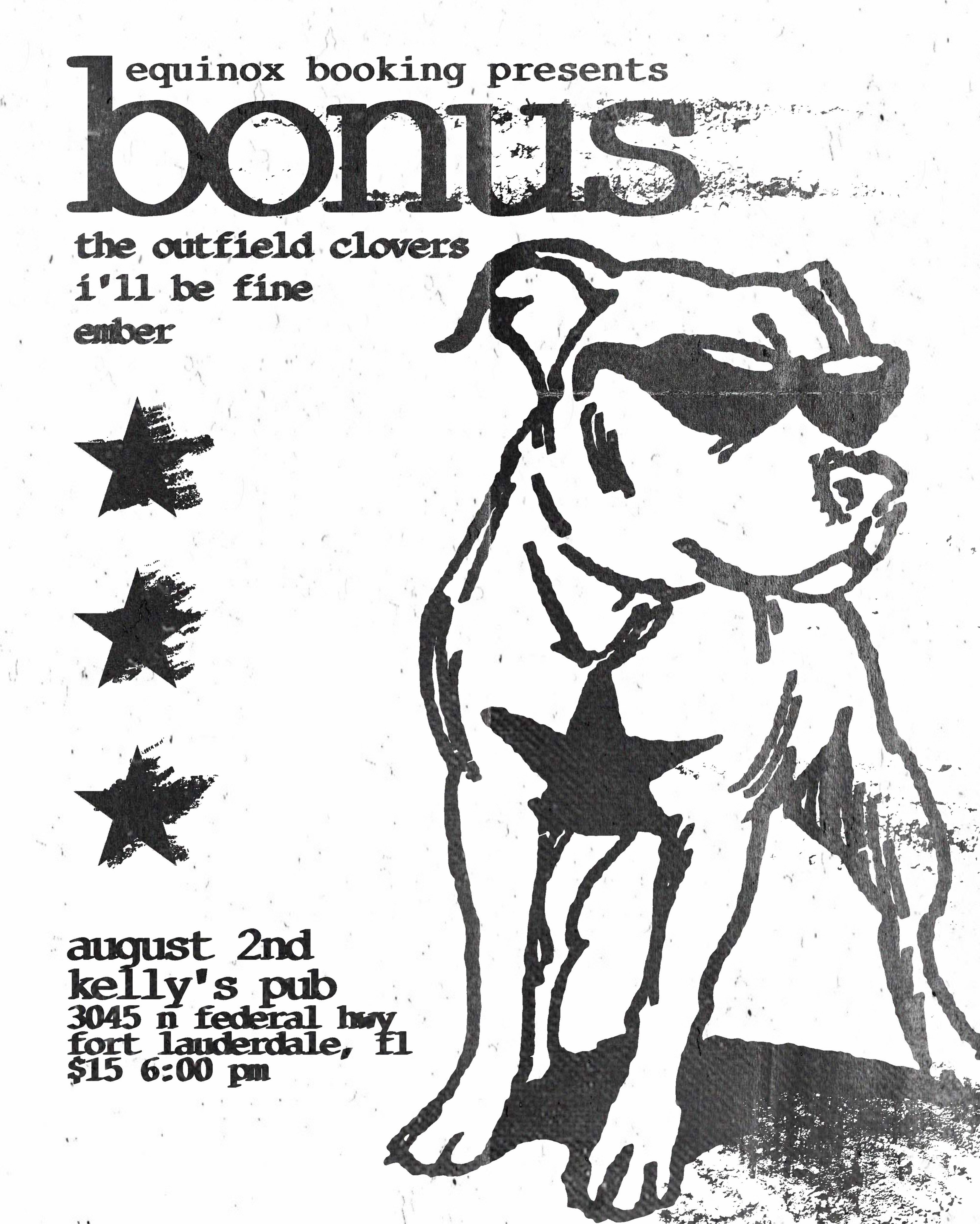 Flyer for Bonus + The Outfield Clovers +