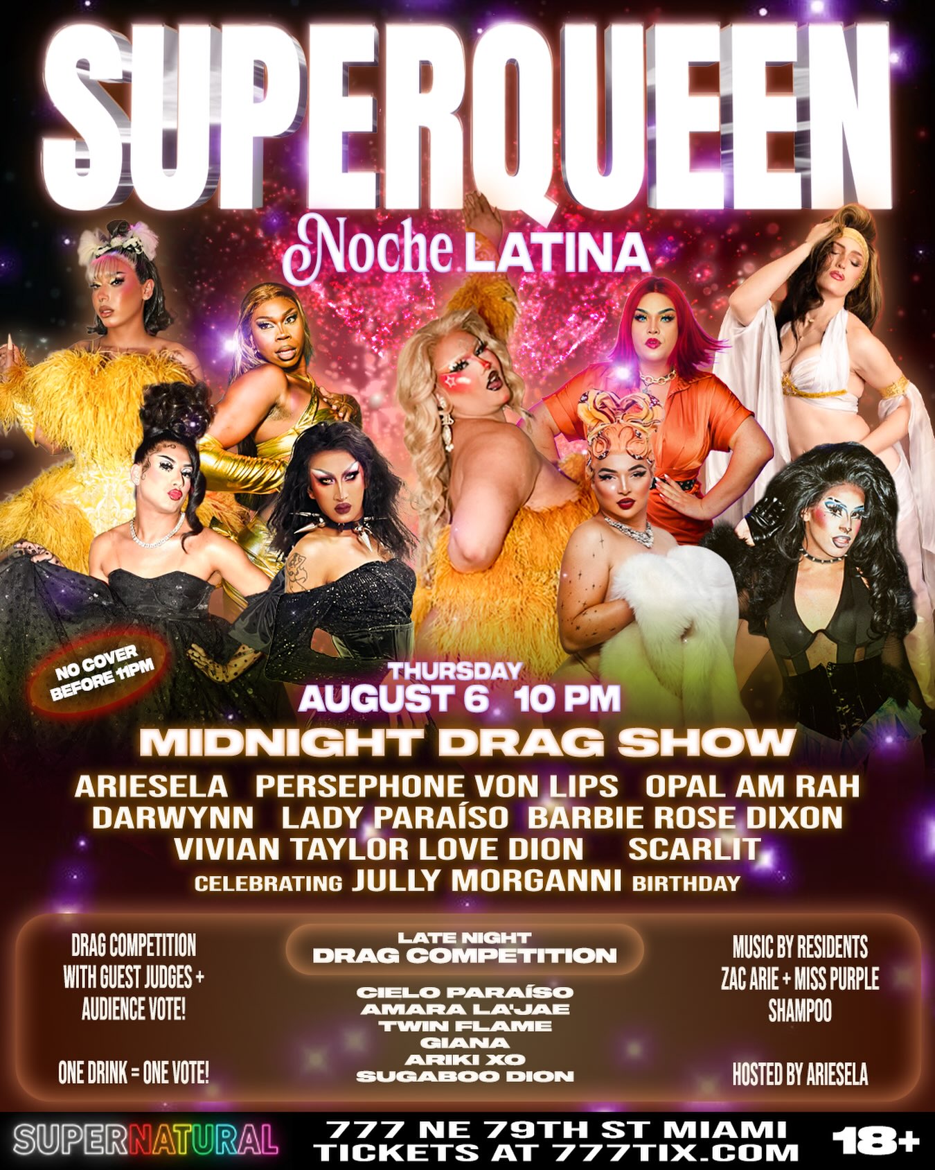 Flyer for SUPERQUEEN: Noche Latina