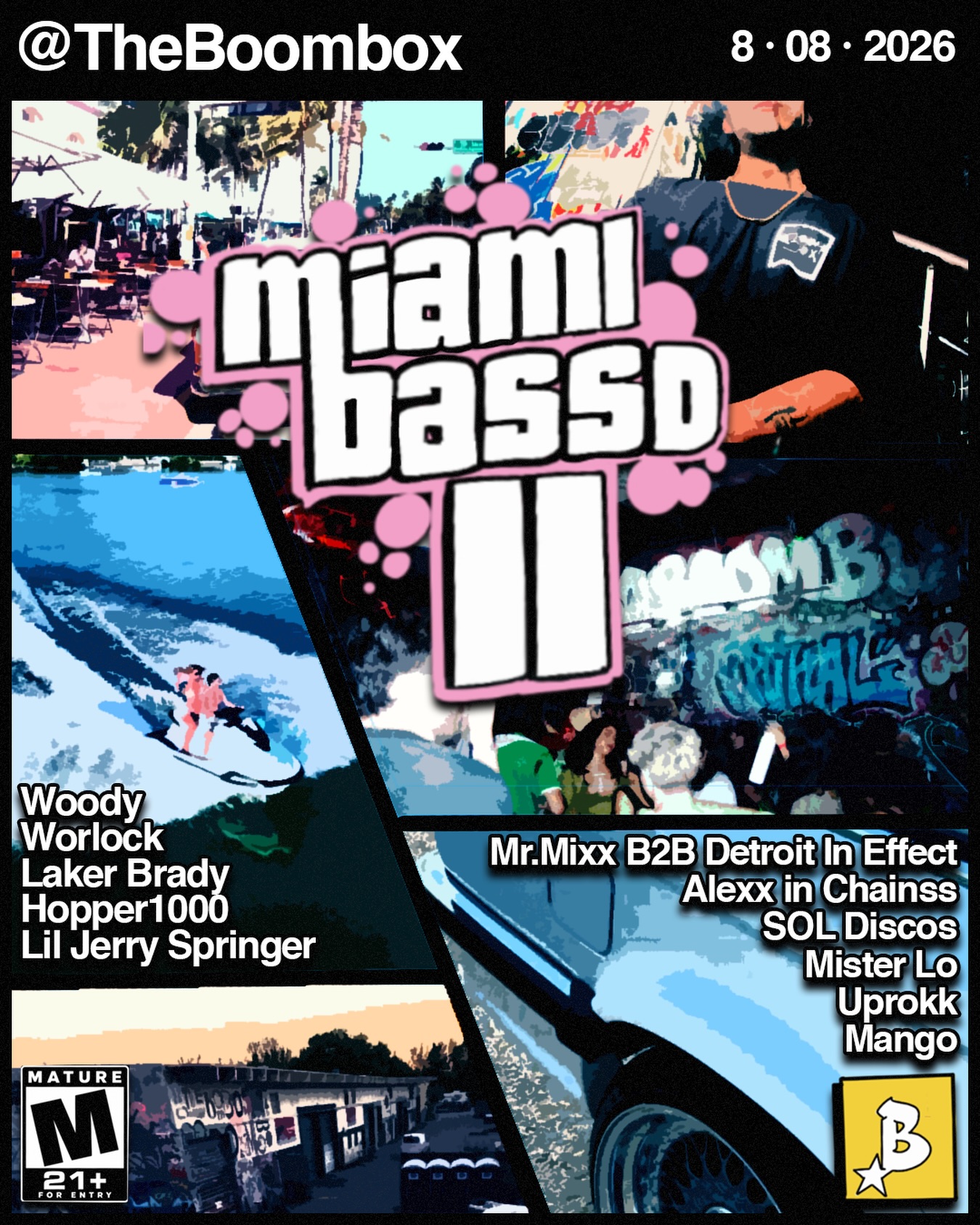 Flyer for Miami-Bass'd x Trailer Park Party Tour