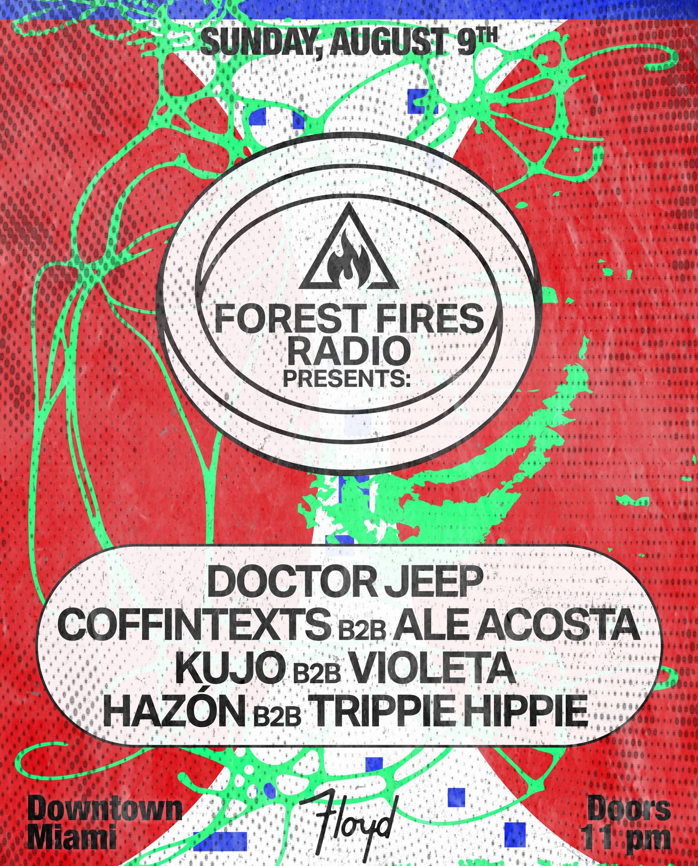 Flyer for Dr Jeep + Coffintexts b2b Ale Acosta +