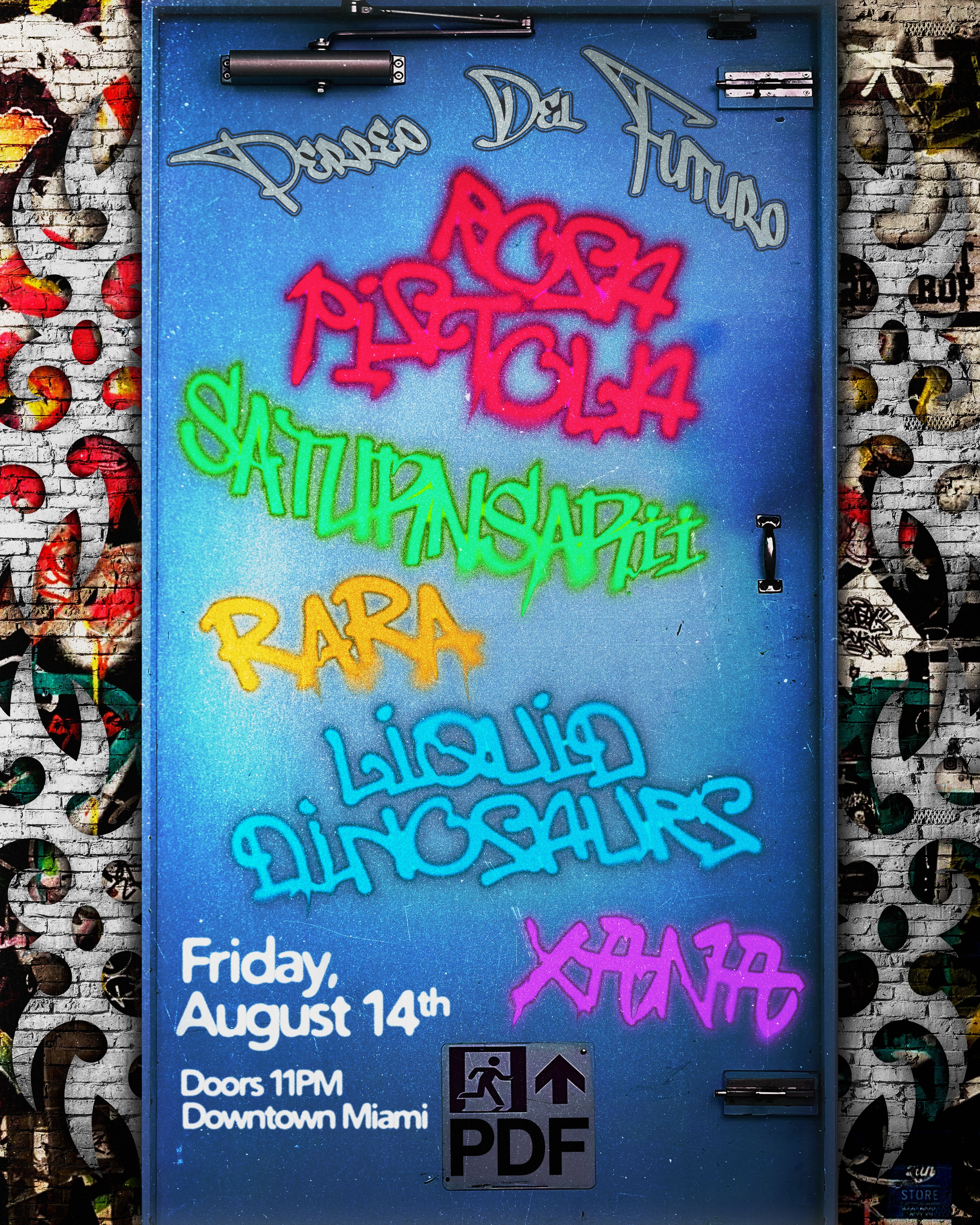 Flyer for Rosa Pistola + Liquid Dinosaurs +