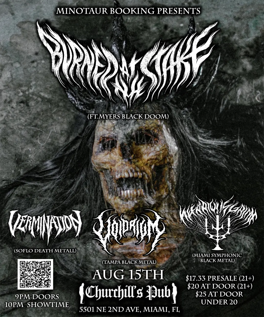 Flyer for Burned at the Stake + Voidrium +