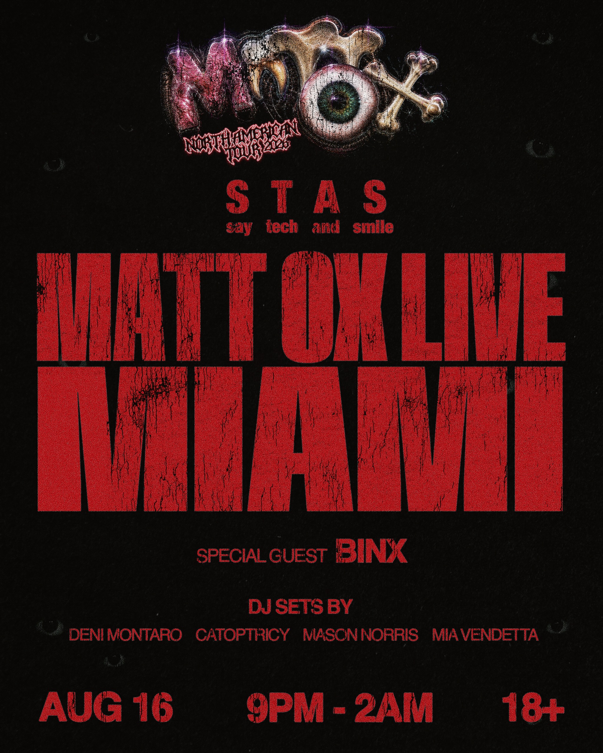 Flyer for MATT OX + Binx +