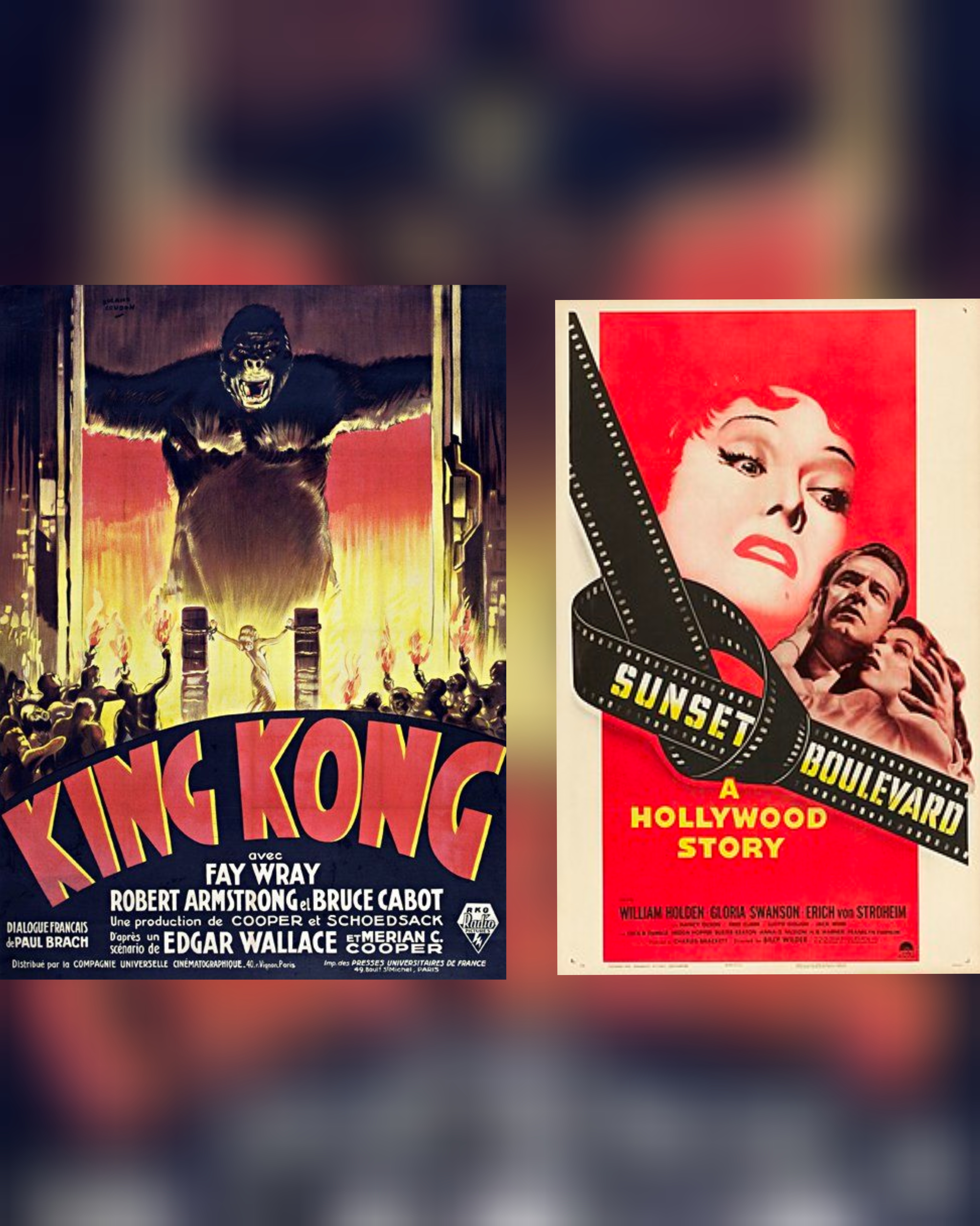 Flyer for King Kong (1933) + Sunset Boulevard (1950)