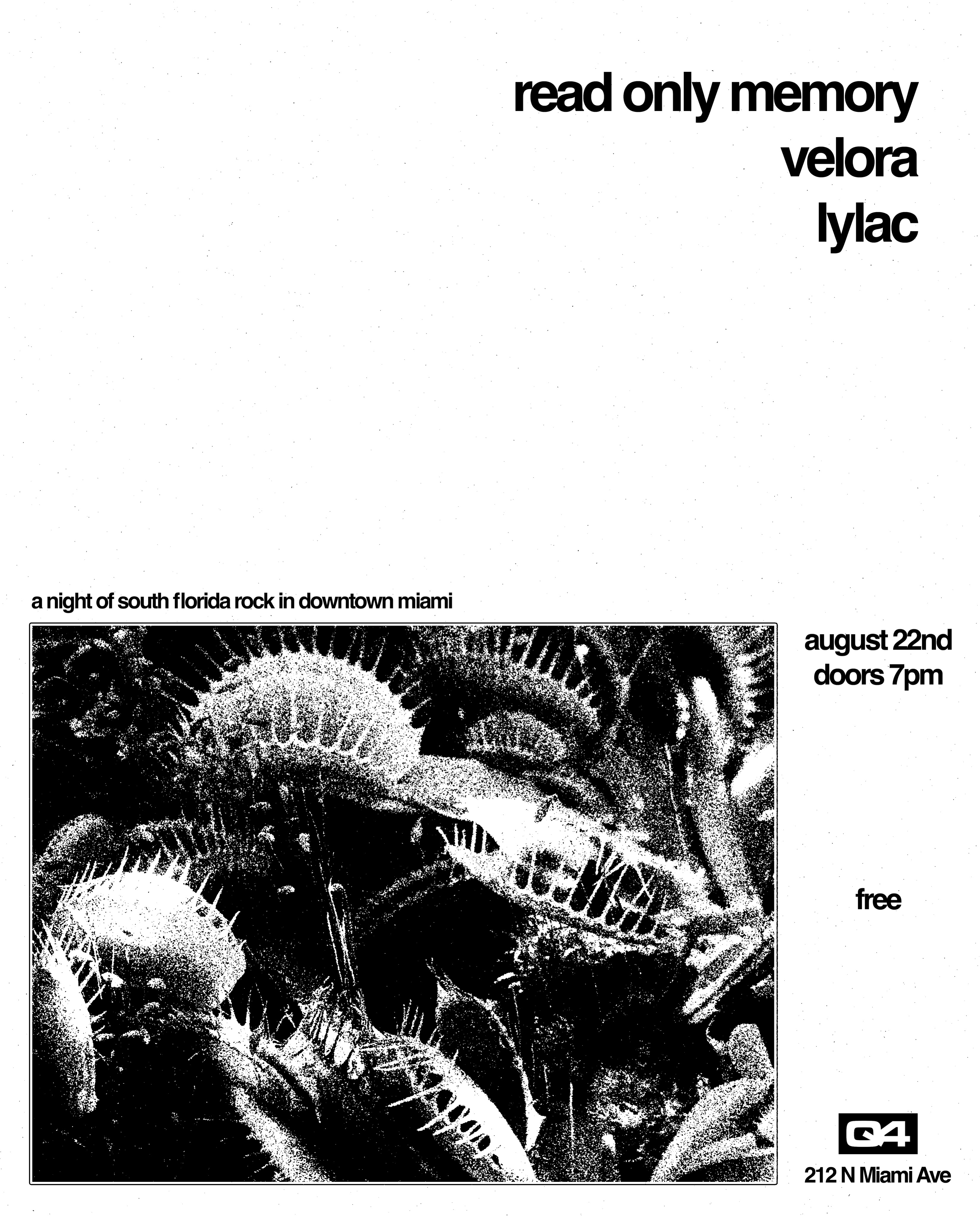 Flyer for Read Only Memory + Velora +