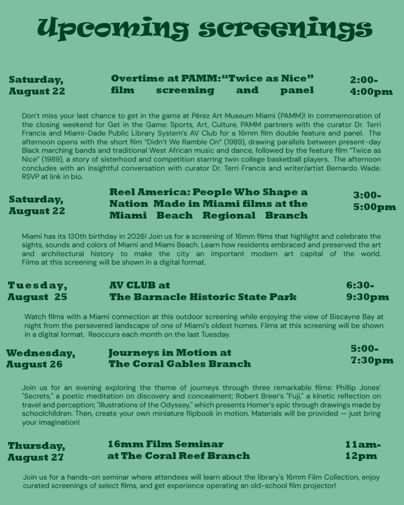 Flyer for 16mm Film Seminar