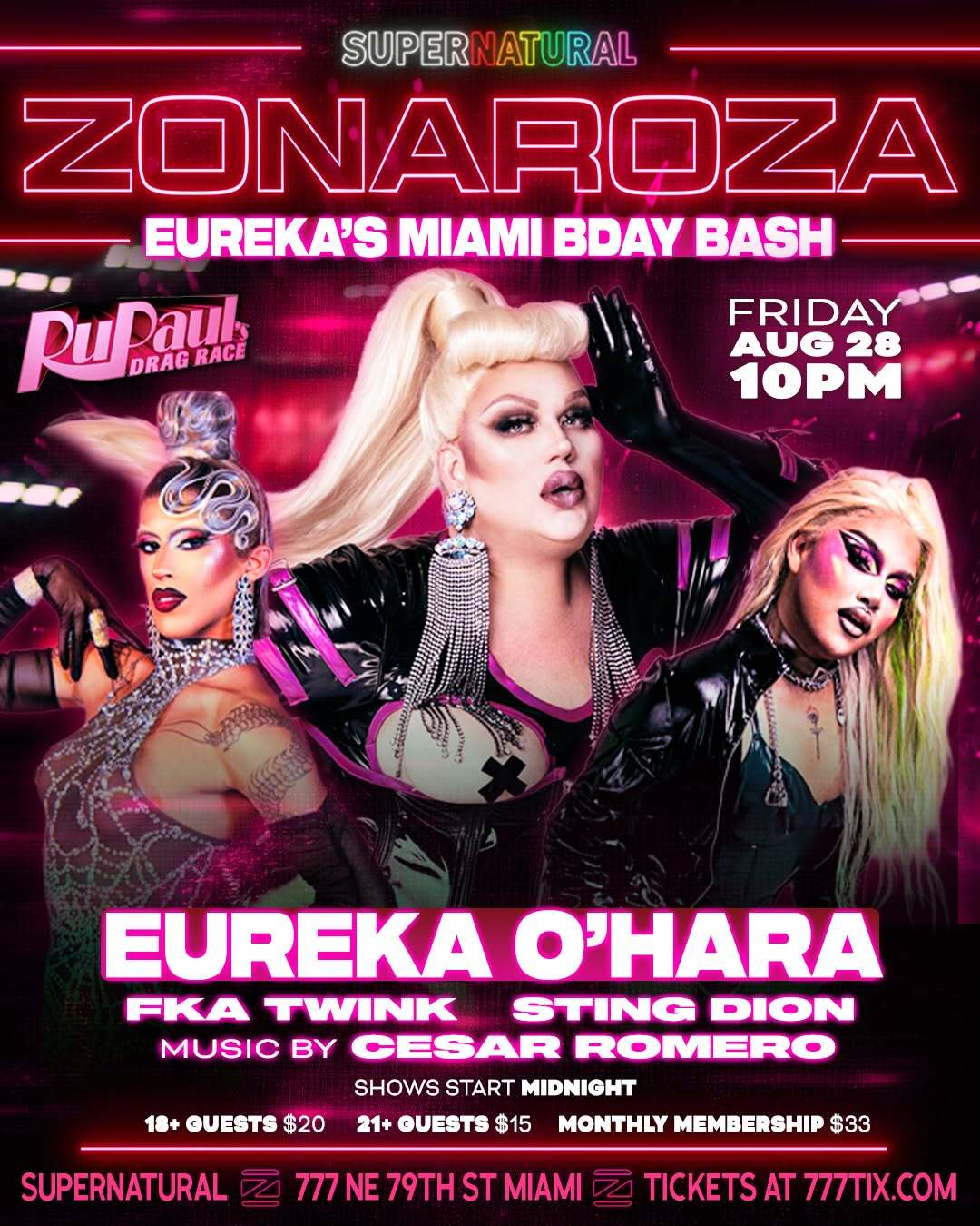 Flyer for Eureka's Miami Bday Bash