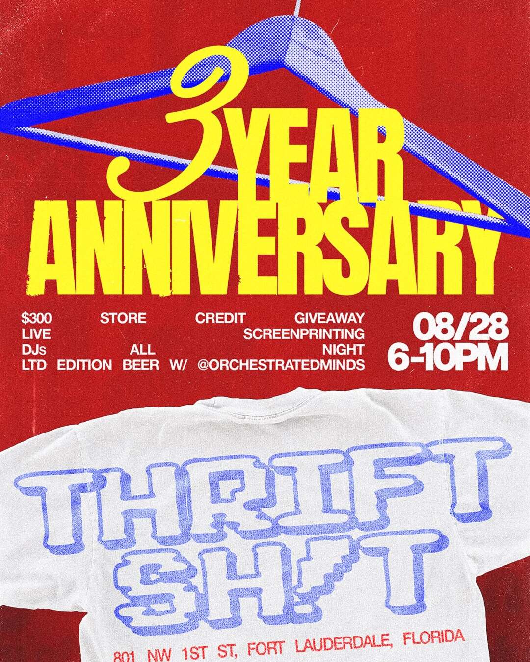 Flyer for THRIFT SH!T 3 Year Annivesary