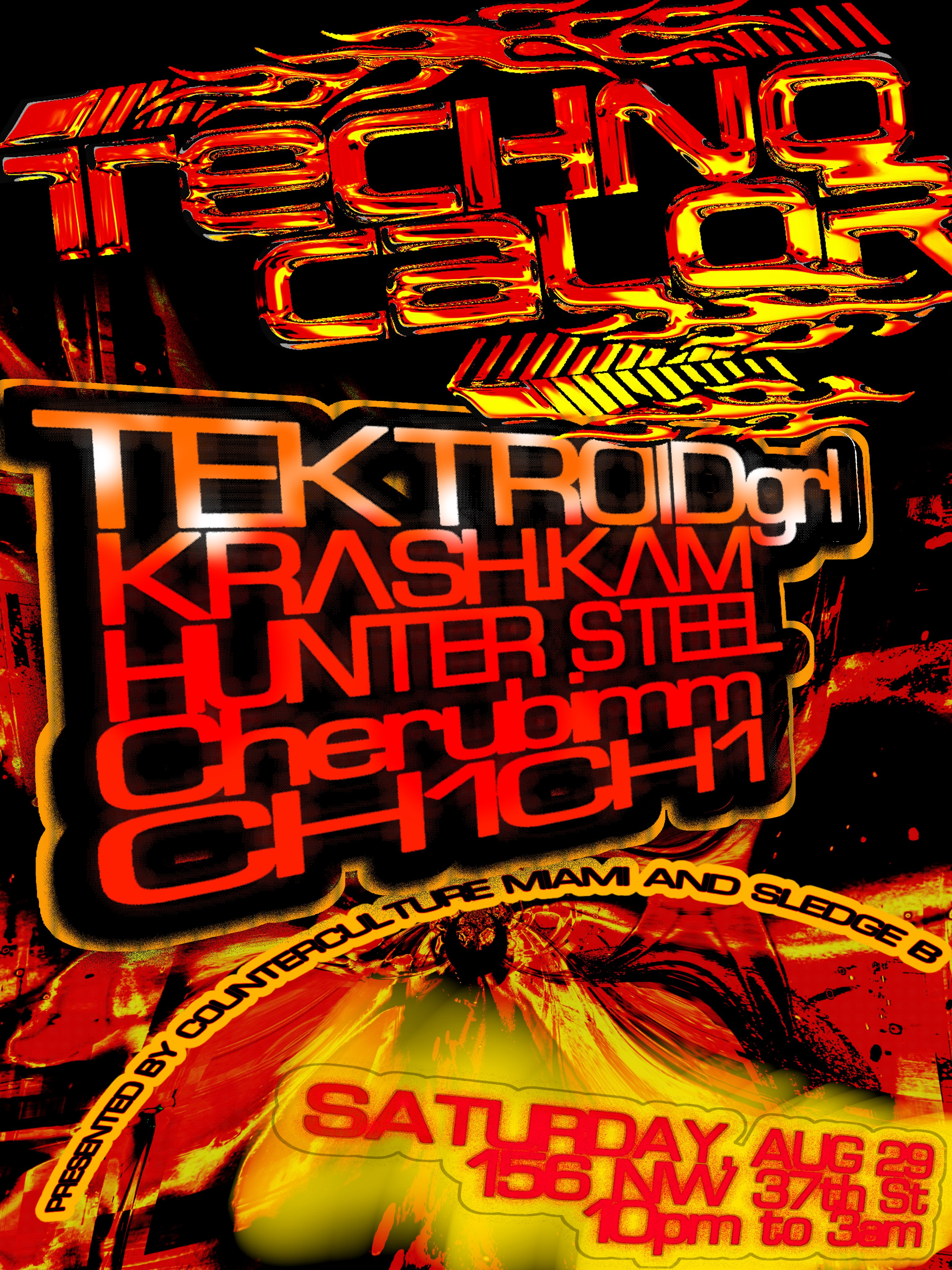 Flyer for TECHNO CALOR