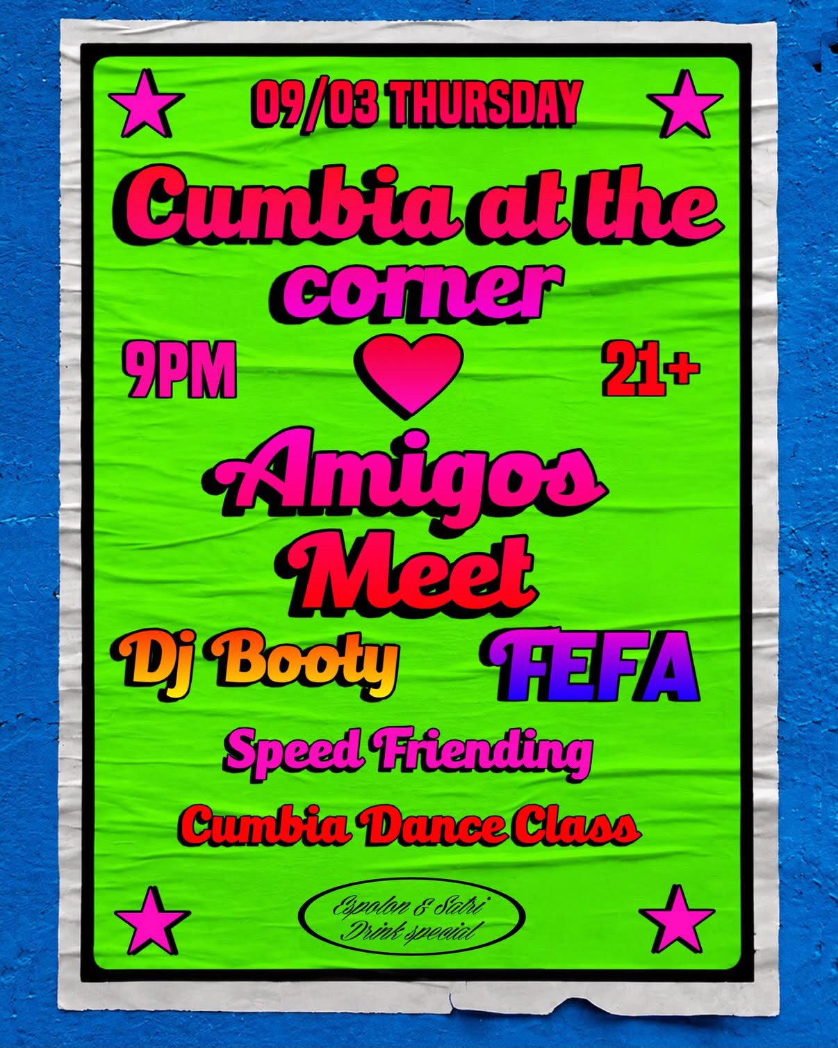 Flyer for Cumbia at the Corner