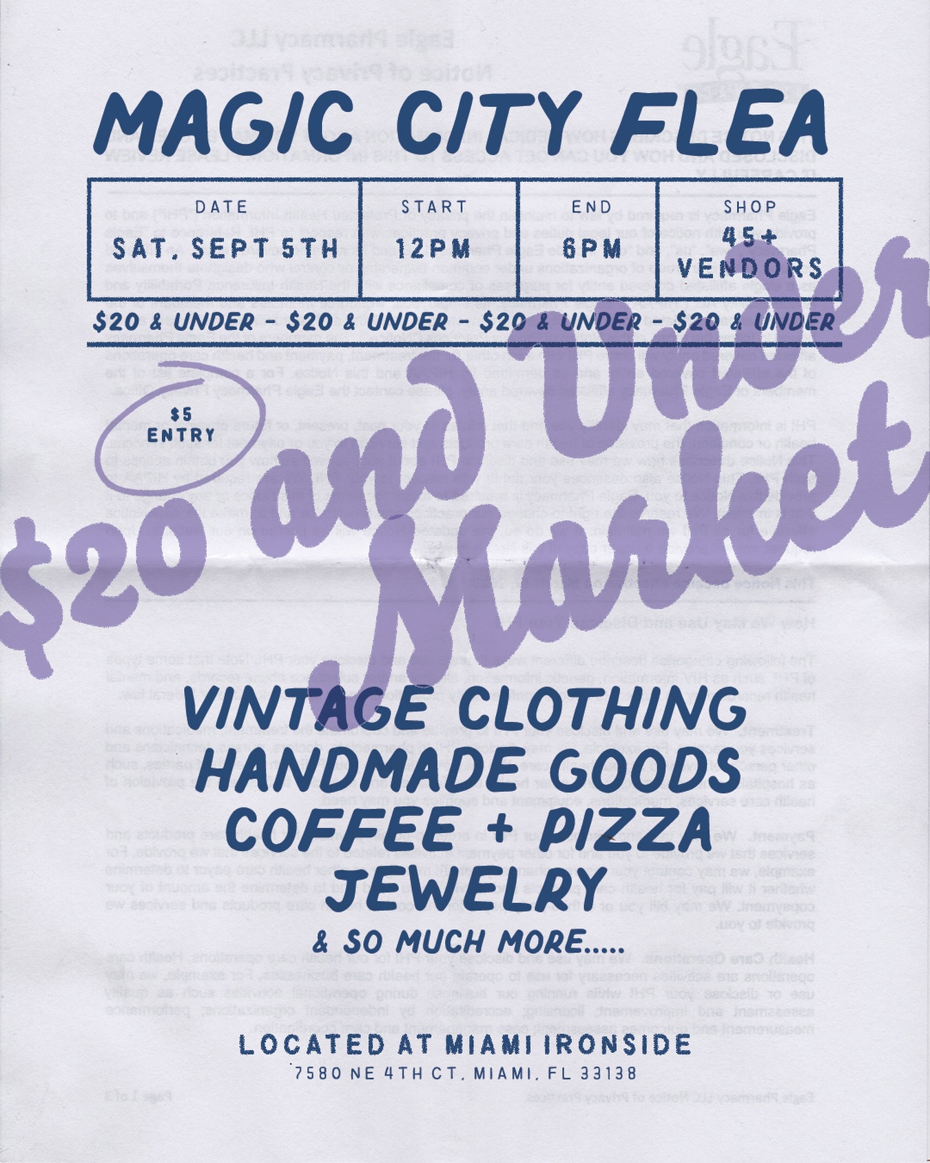 Flyer for $20 and Under Market